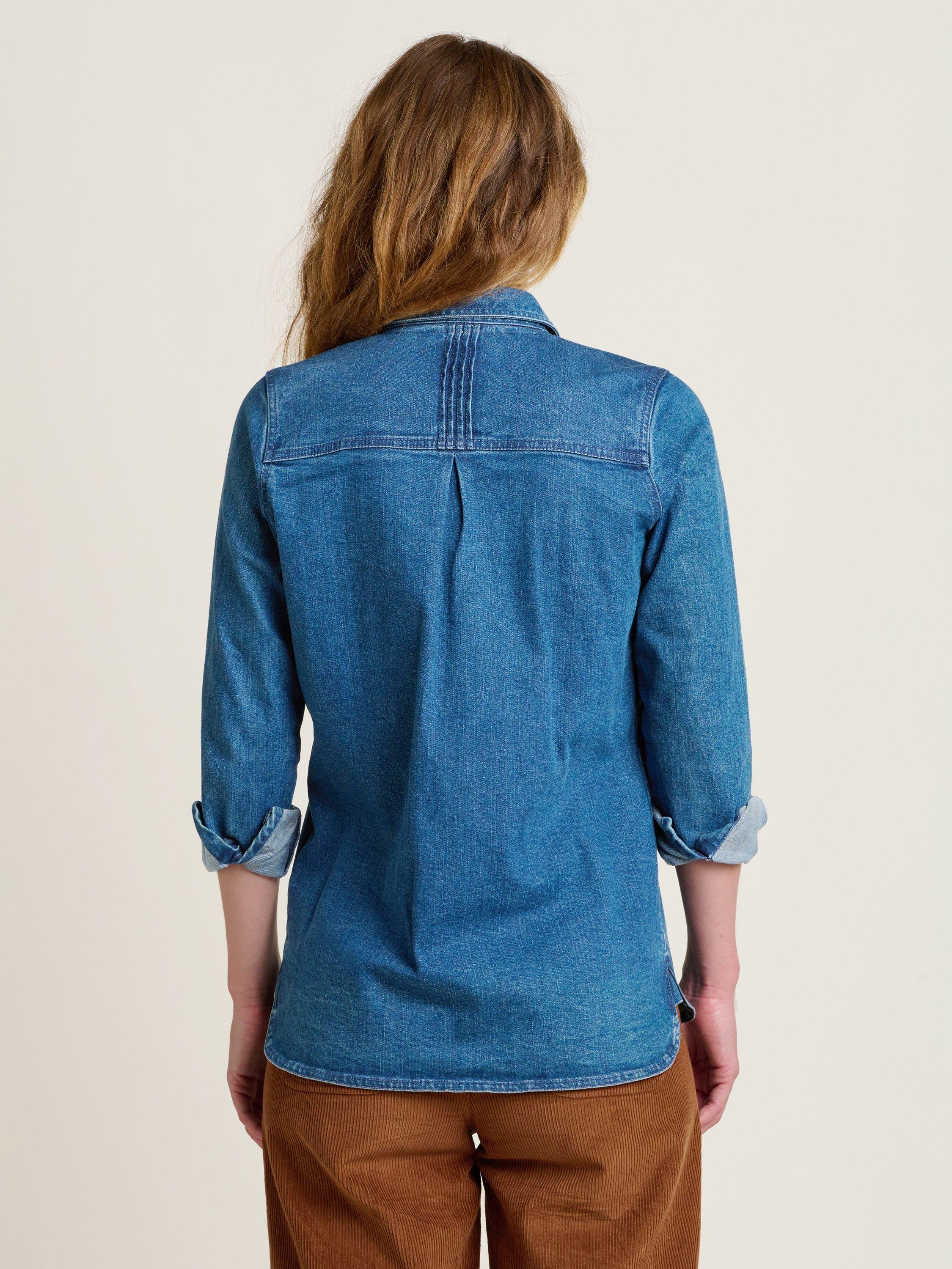 Product image 2 of 4, which shows Brakeburn Seatown Pintuck Denim Shirt, Blue, 8