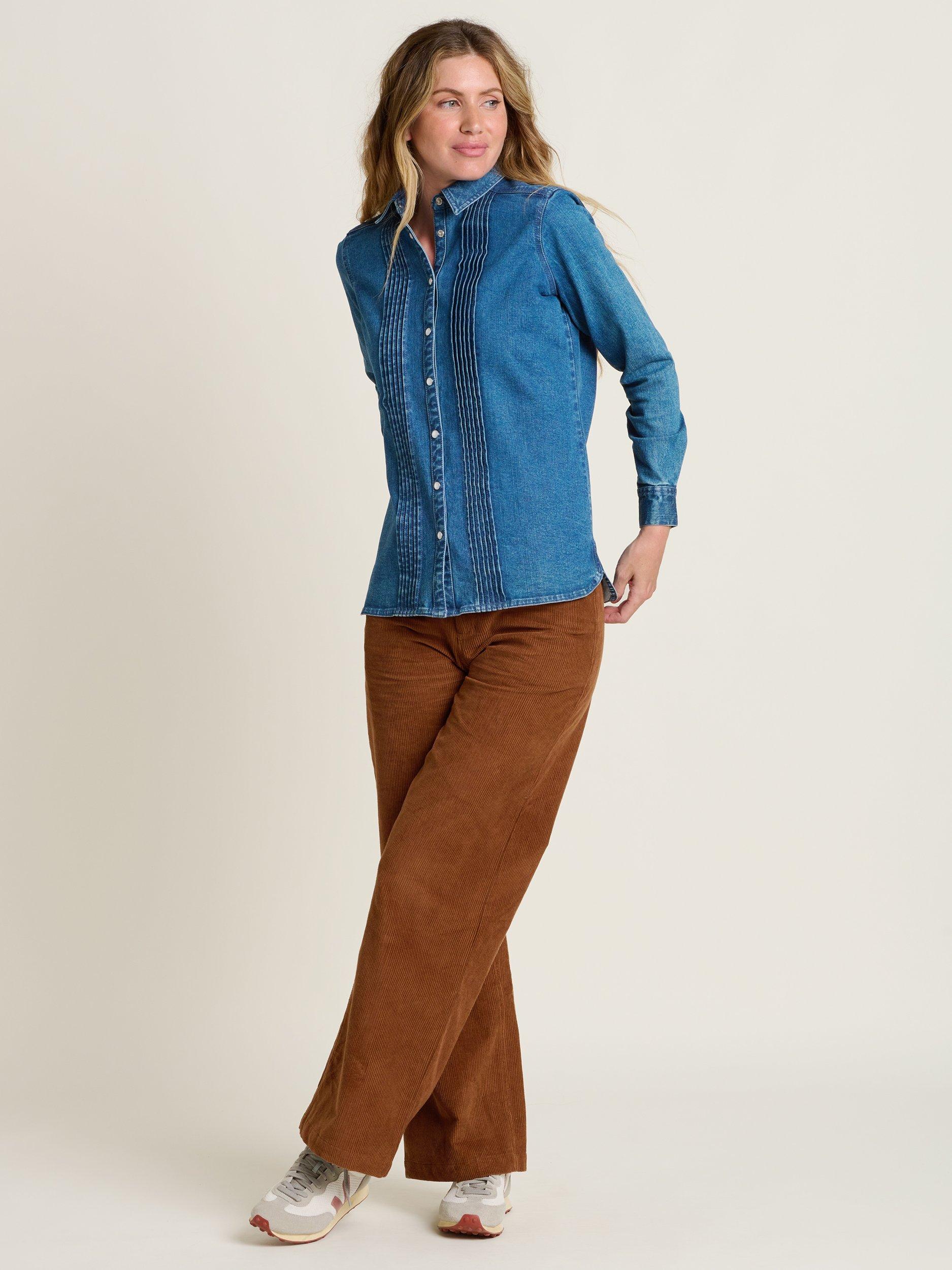 Product image 4 of 4, which shows Brakeburn Seatown Pintuck Denim Shirt, Blue, 8