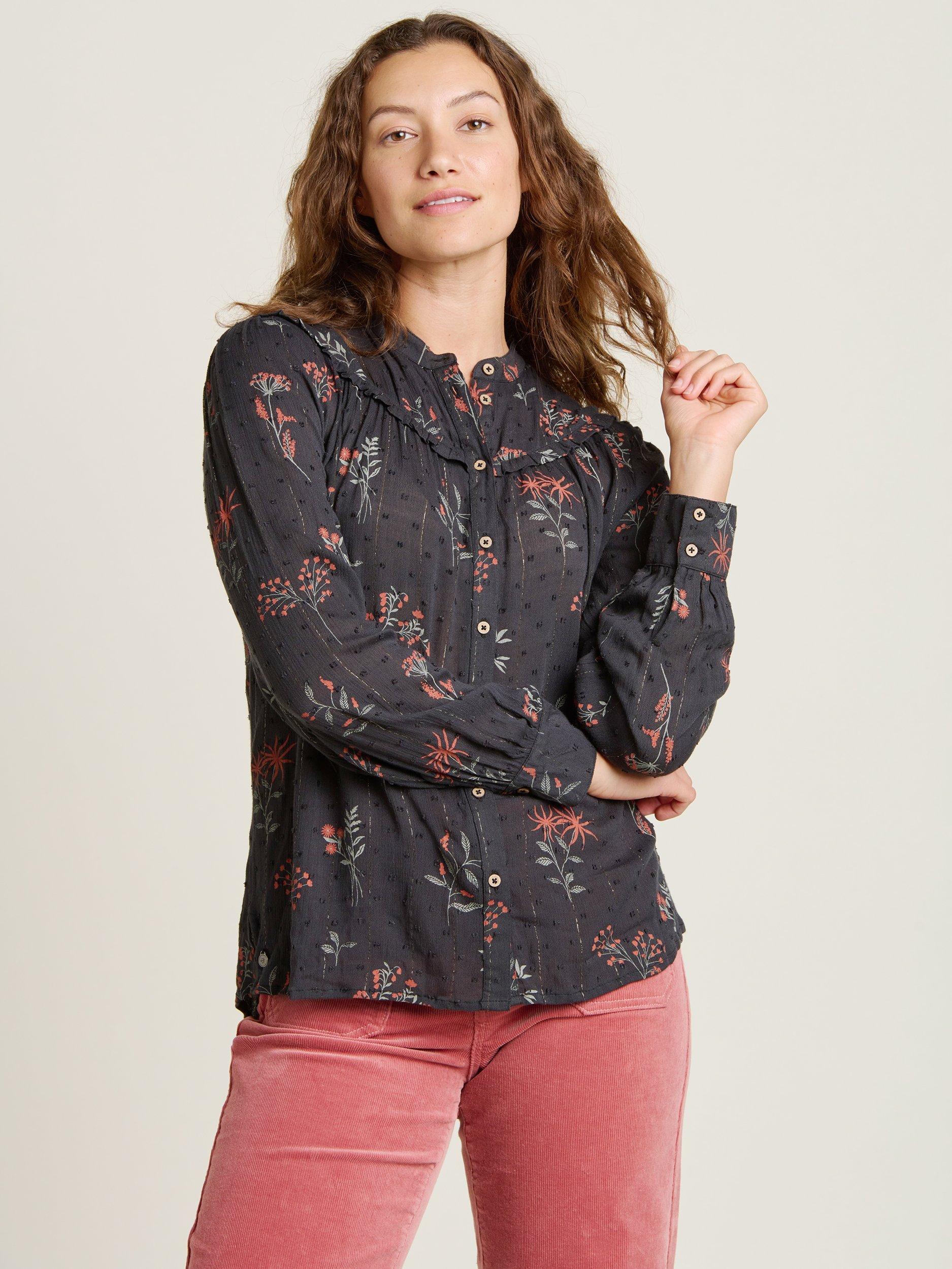 Product image 1 of 4, which shows Brakeburn Bella Botanical Blouse, Charcoal, 8