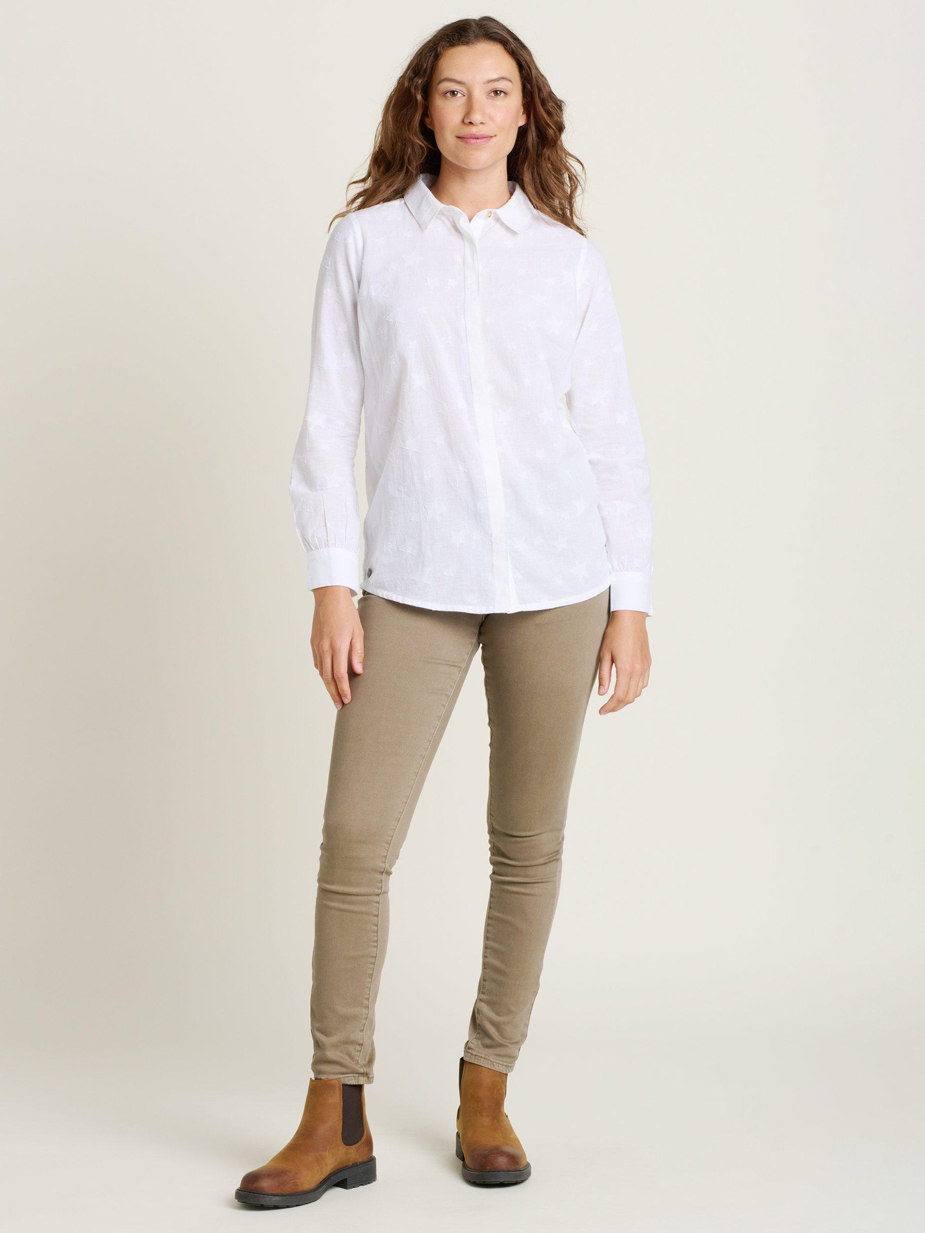 Product image 4 of 4, which shows Brakeburn Embroidered Stars Shirt, White, 8