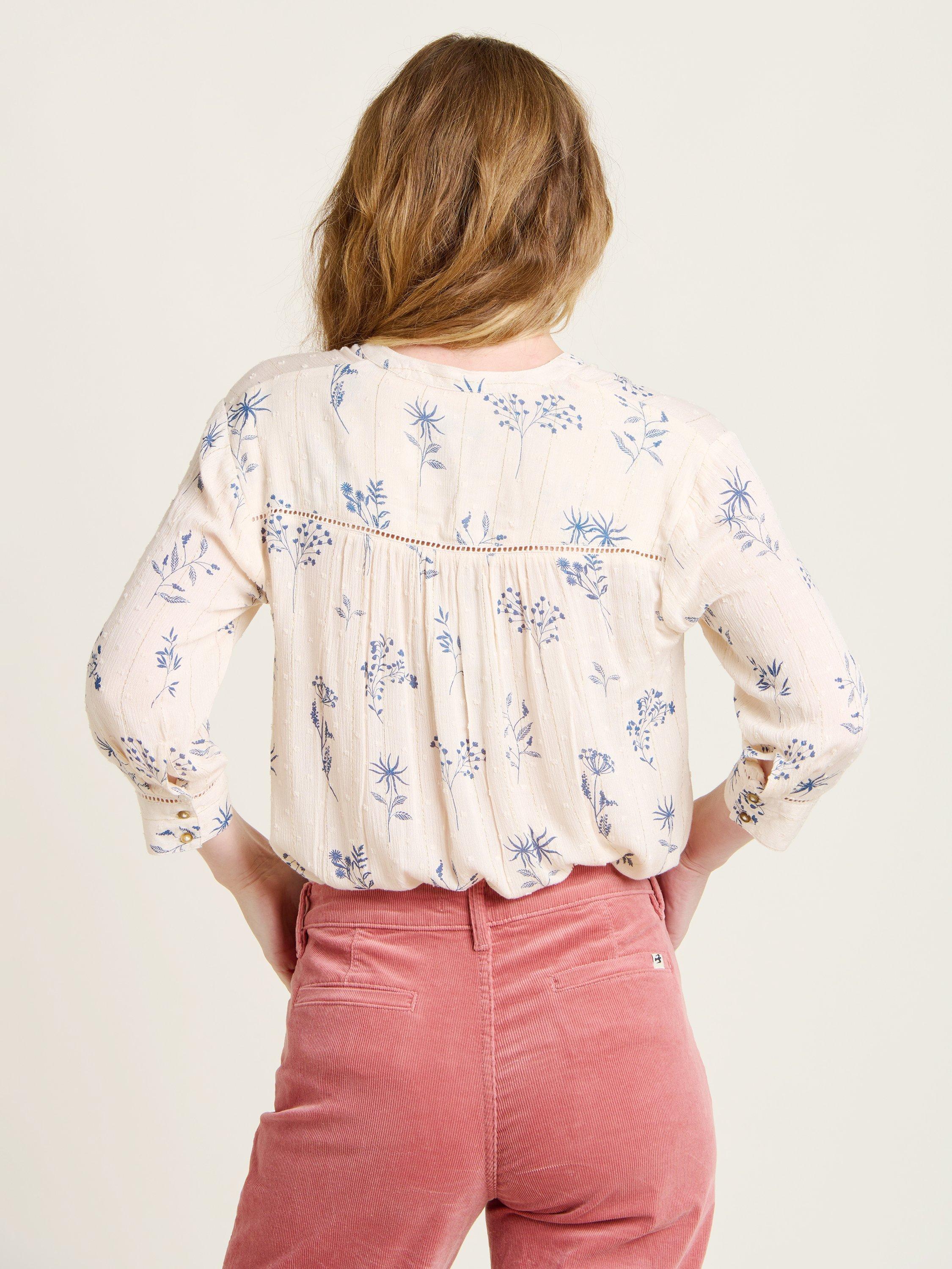 Product image 3 of 5, which shows Brakeburn Bella Folk Top, Cream/Blue, 8