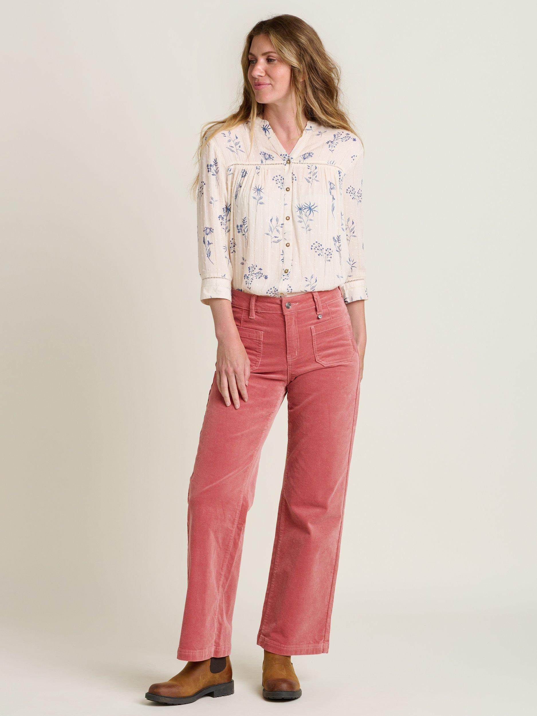 Product image 4 of 5, which shows Brakeburn Bella Folk Top, Cream/Blue, 8