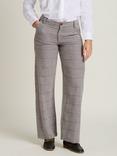 Brakeburn Herringbone Textured Wide Leg Trousers, Grey