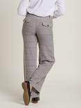 Brakeburn Herringbone Textured Wide Leg Trousers, Grey