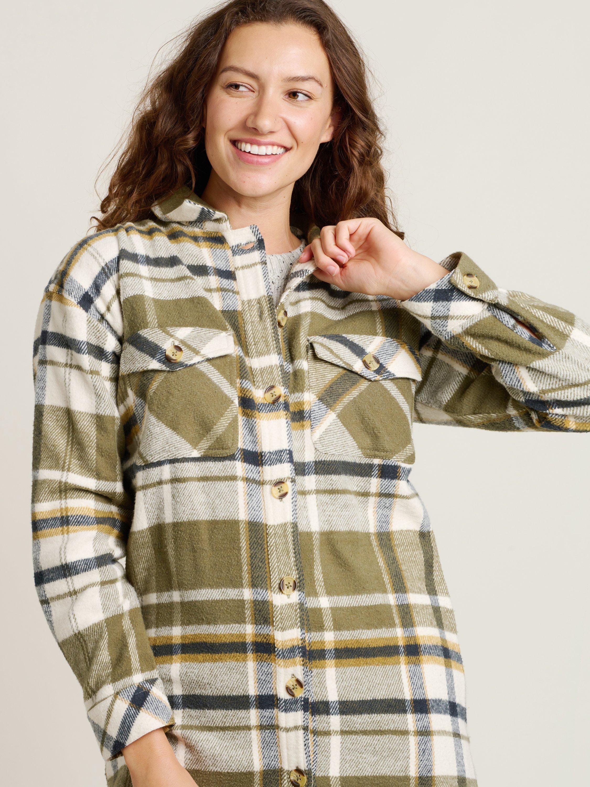 Product image 3 of 4, which shows Brakeburn Studland Plaid Check Shacket, Khaki, 8