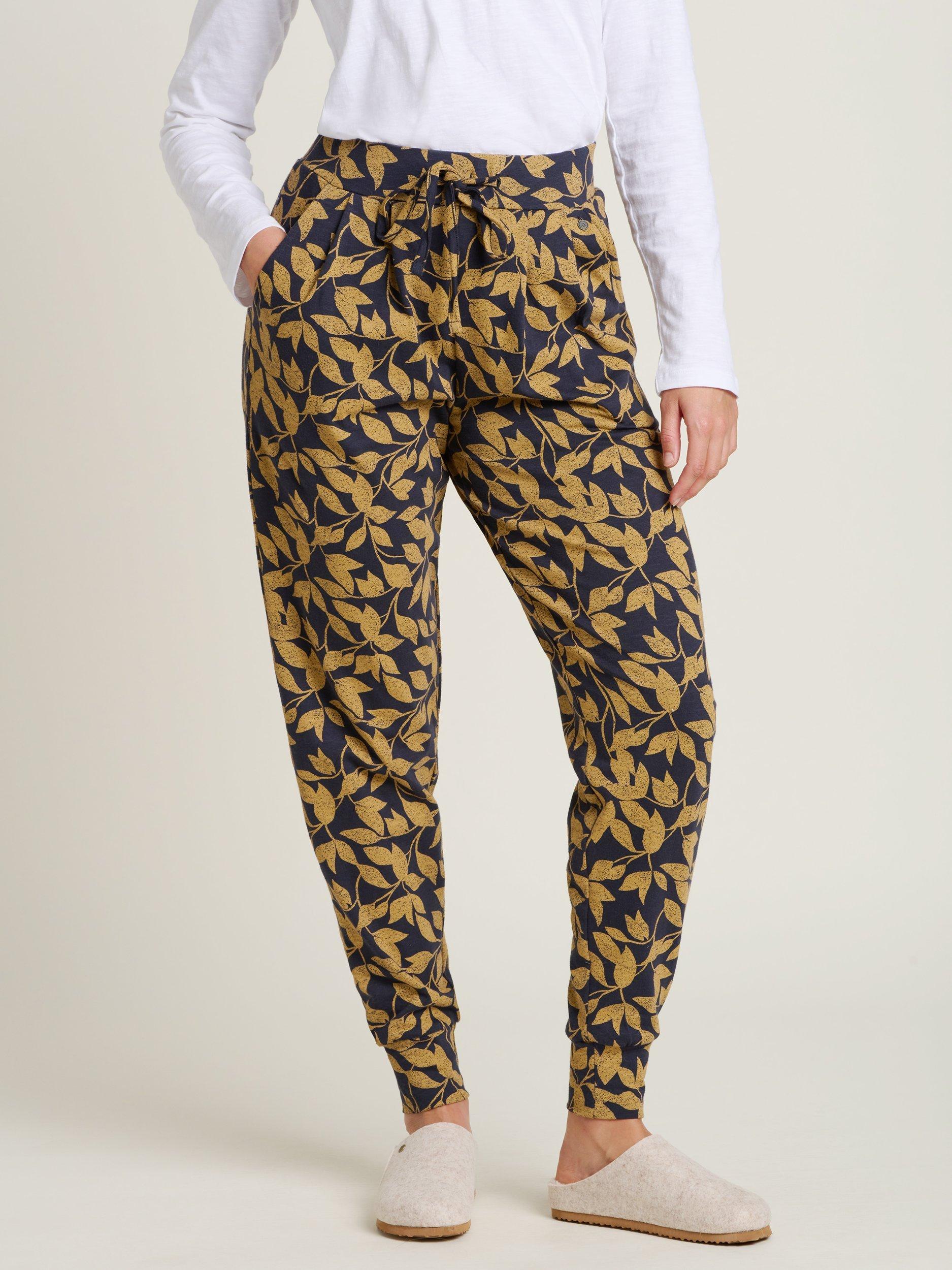 Product image 1 of 4, which shows Brakeburn Charlotte Leaf Print Lounge Trousers, Multi, 8