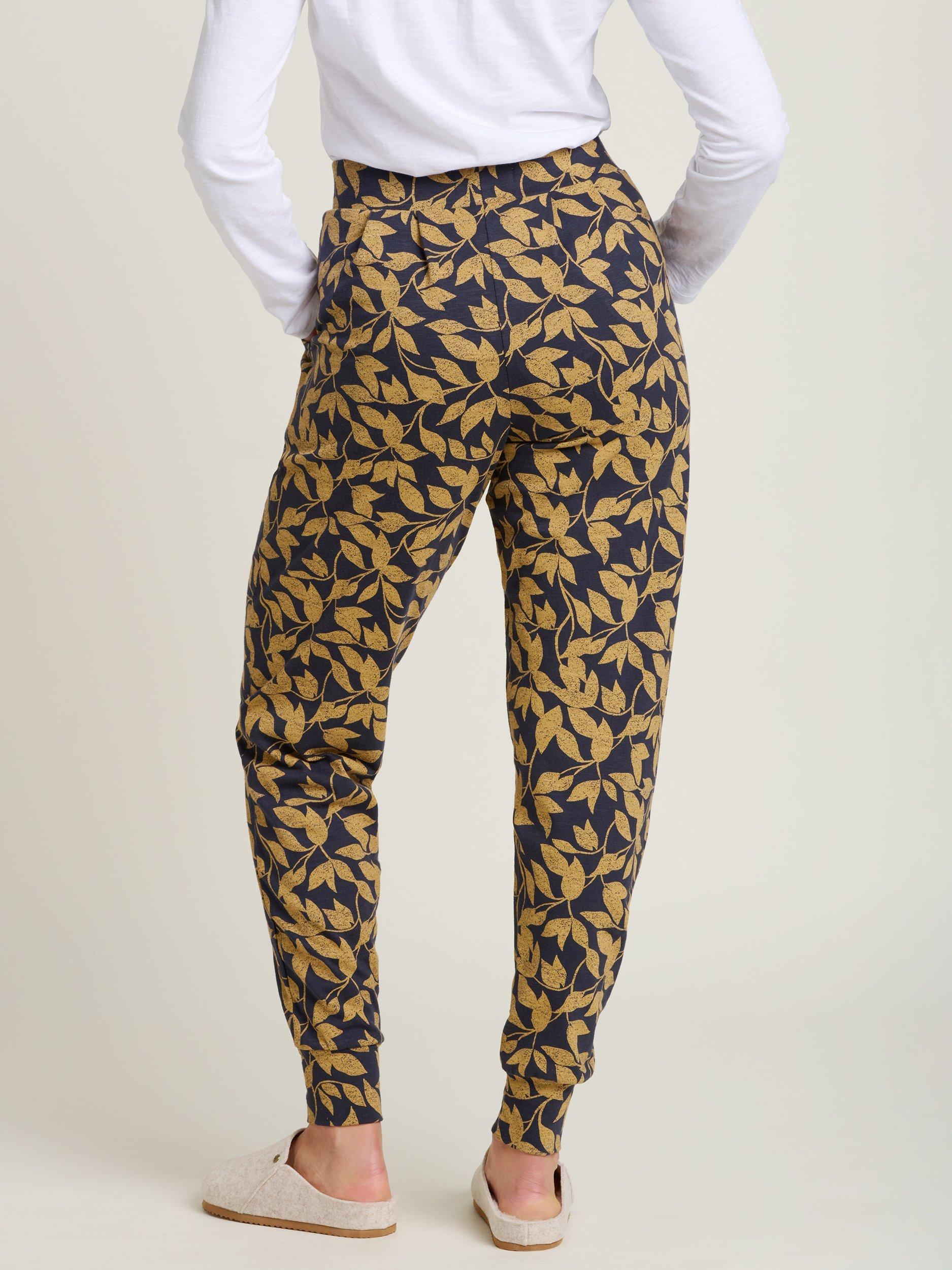 Product image 2 of 4, which shows Brakeburn Charlotte Leaf Print Lounge Trousers, Multi, 8