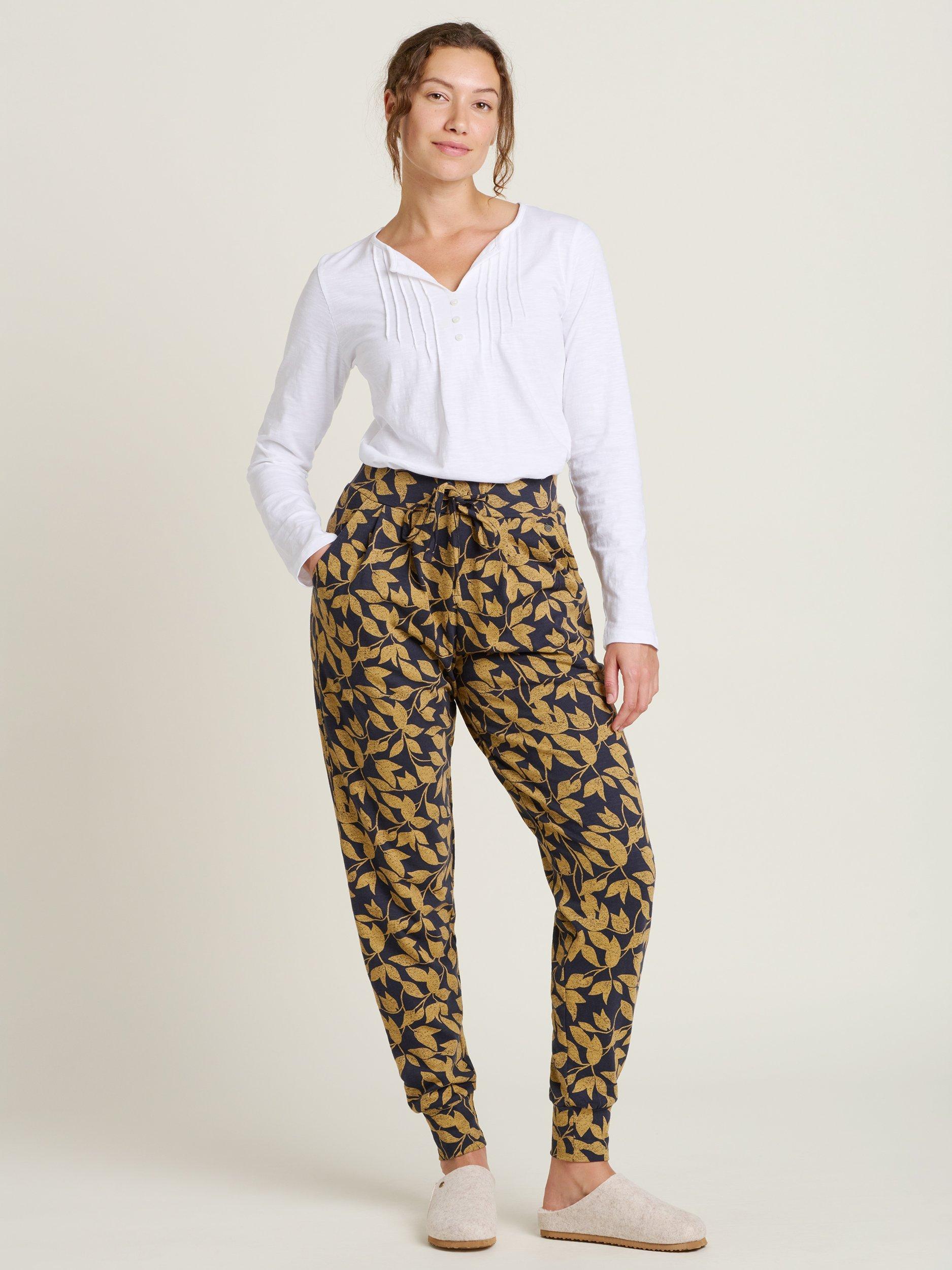 Product image 4 of 4, which shows Brakeburn Charlotte Leaf Print Lounge Trousers, Multi, 8