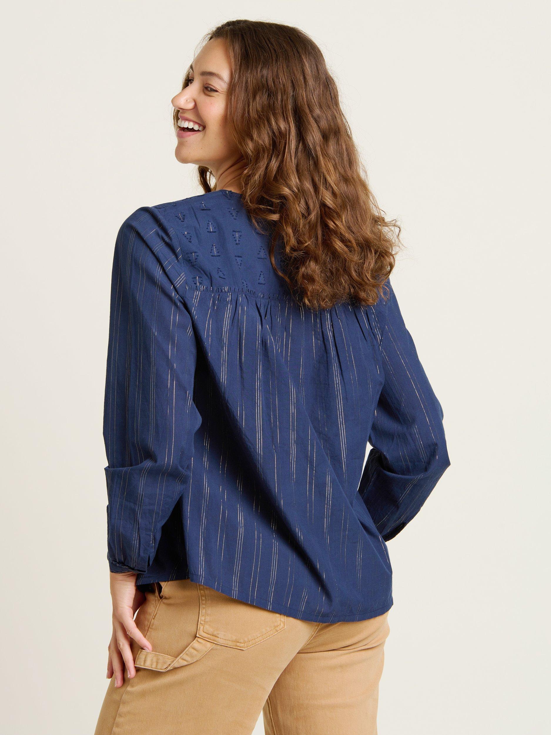 Product image 3 of 5, which shows Brakeburn Canford Sparkle Thread Top, Navy, 8