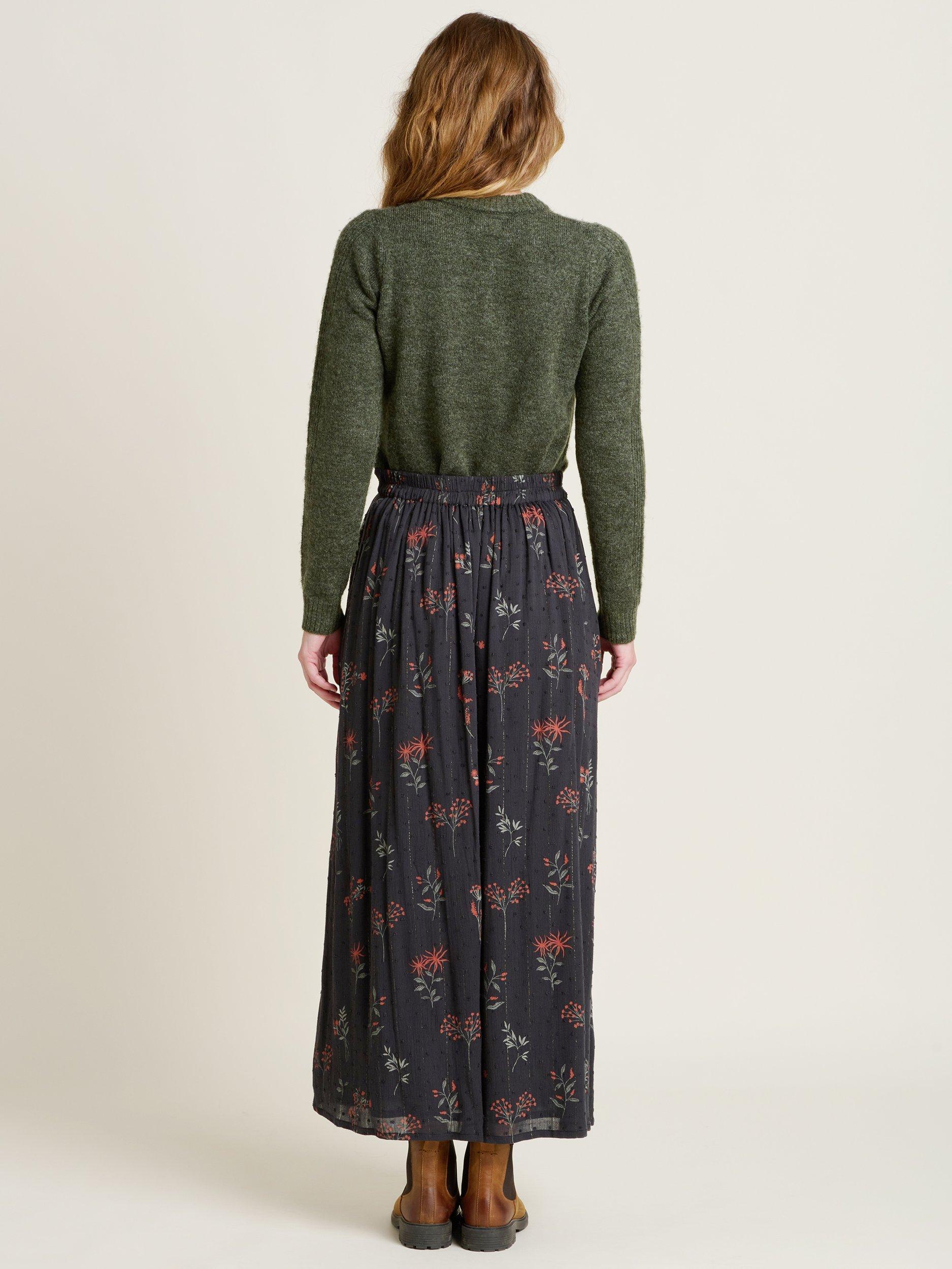 Product image 3 of 5, which shows Brakeburn Bella Botanical Maxi Skirt, Charcoal, 8