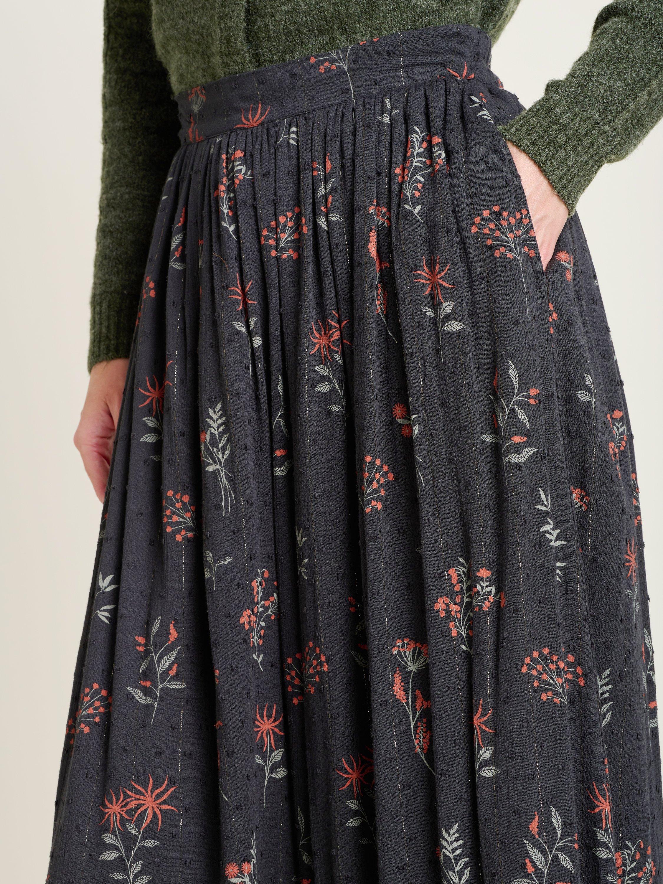 Product image 4 of 5, which shows Brakeburn Bella Botanical Maxi Skirt, Charcoal, 8