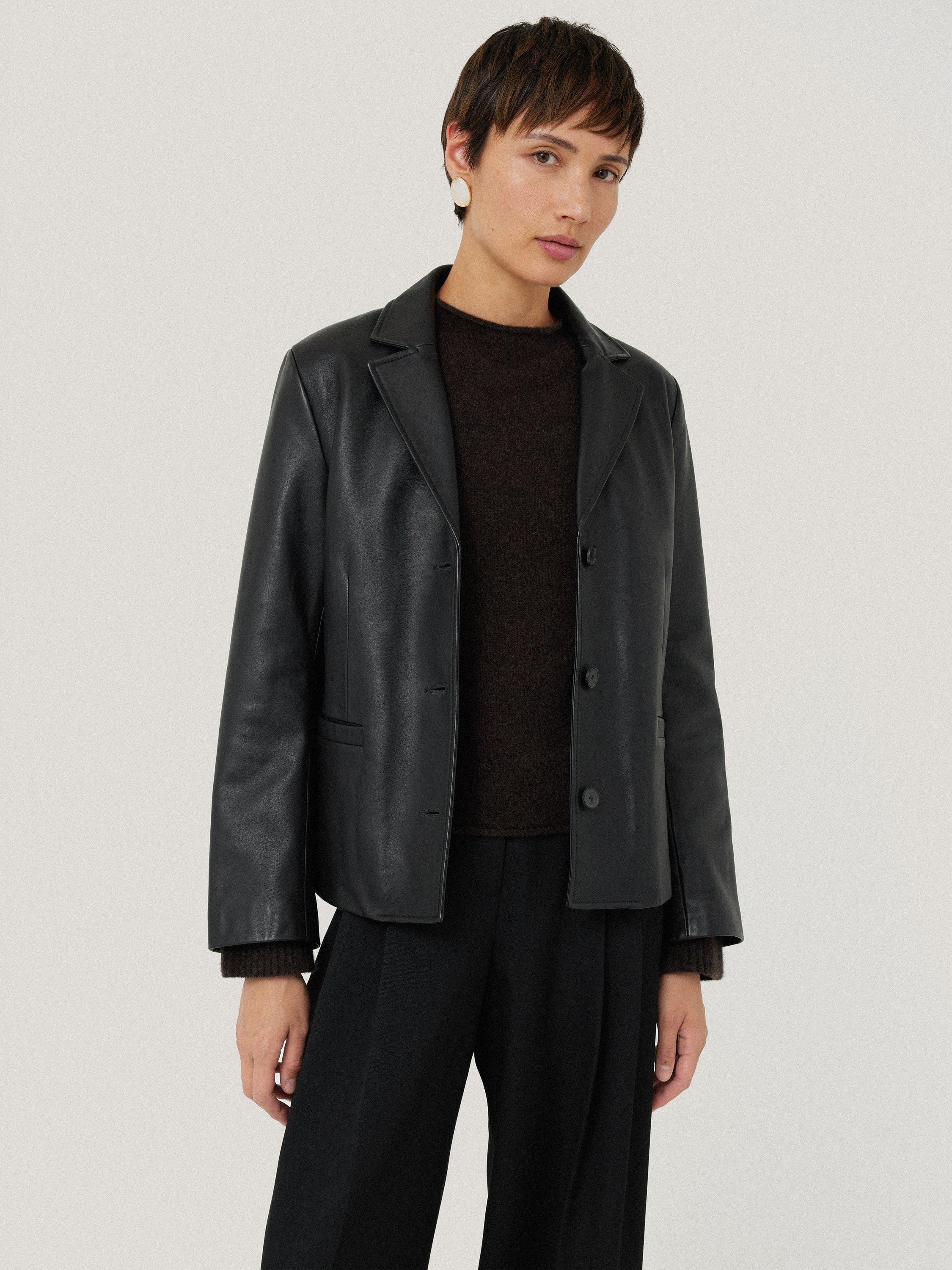 Jigsaw Leather Tailored Blazer Black