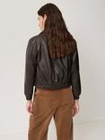 Jigsaw Zip Front Leather Jacket, Dark Olive