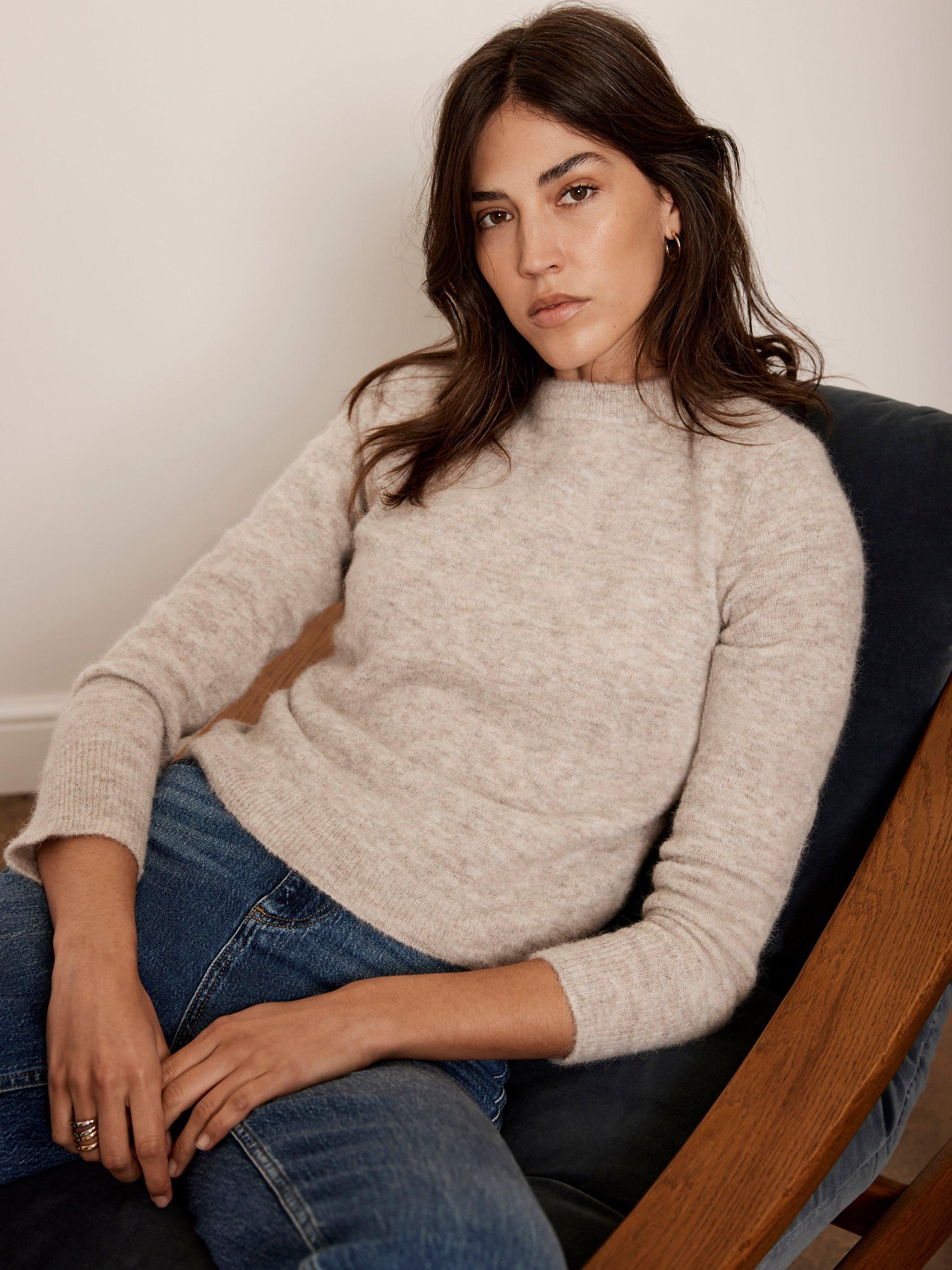 Mint Velvet Shoulder Pad Wool Rich Jumper Neutral