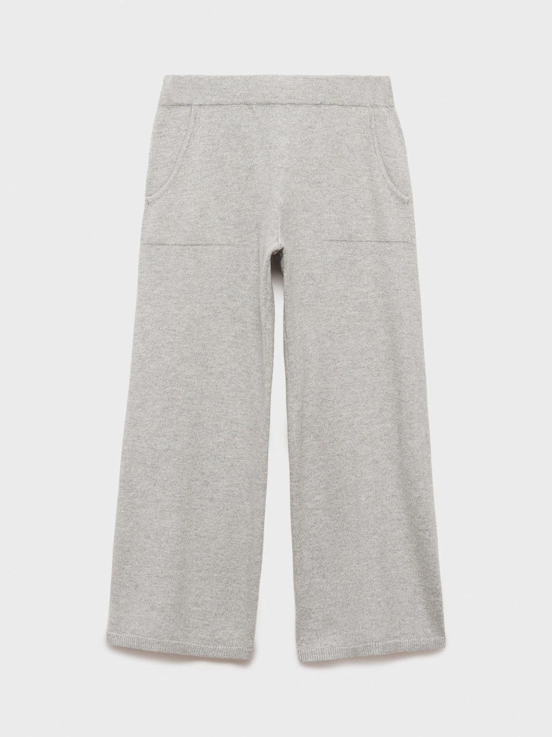 Mango Kids' Megan Knit Wide Leg Trousers, Grey