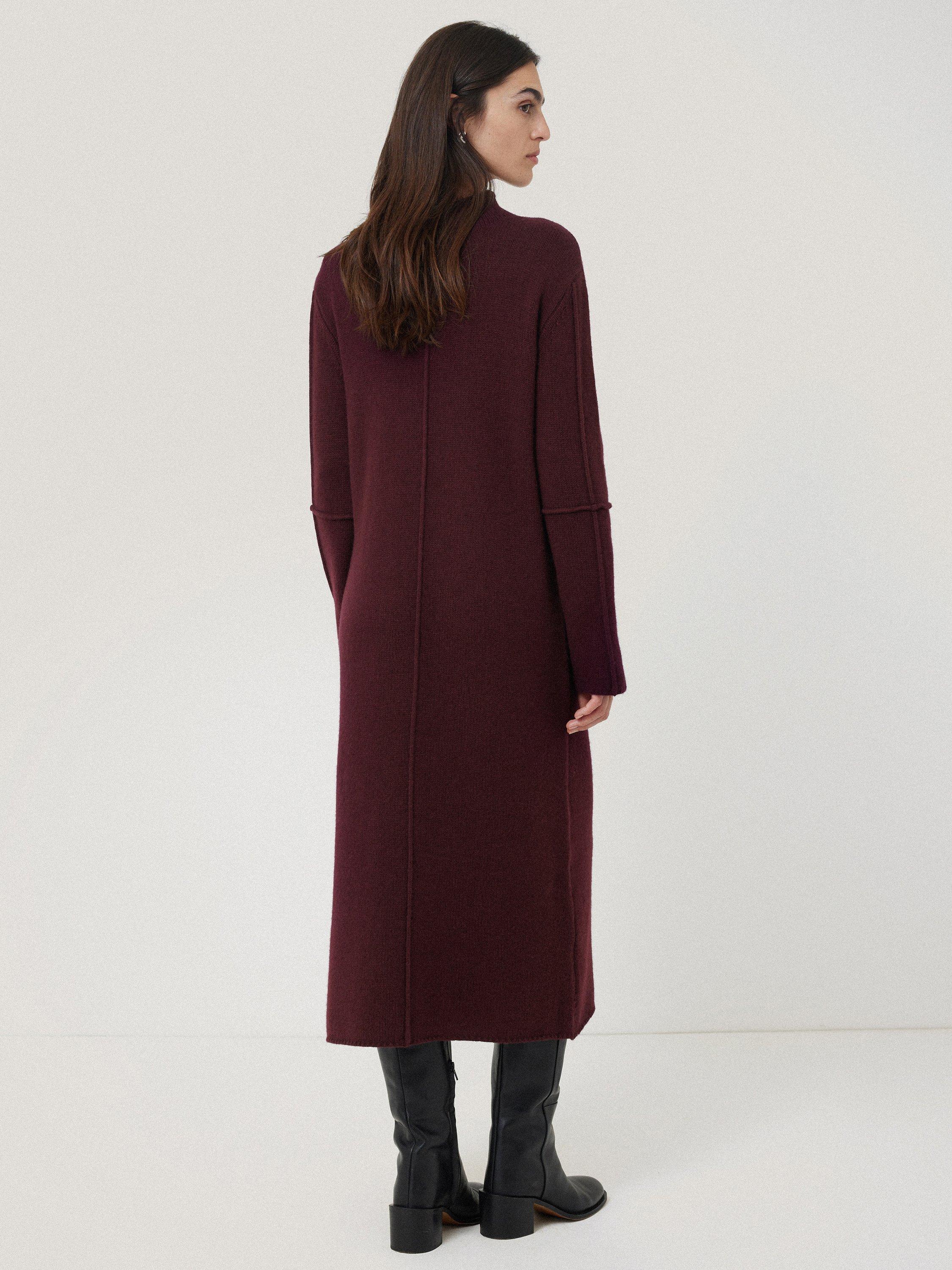 Product image 2 of 8, which shows Jigsaw Compact Wool Blend Dress, Burgundy, XS