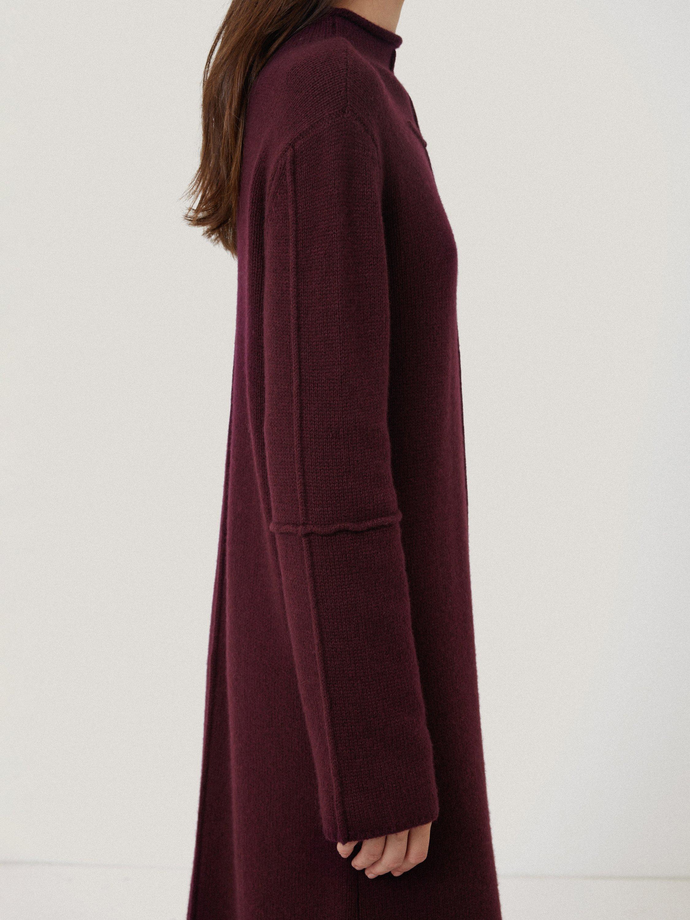 Product image 3 of 8, which shows Jigsaw Compact Wool Blend Dress, Burgundy, XS