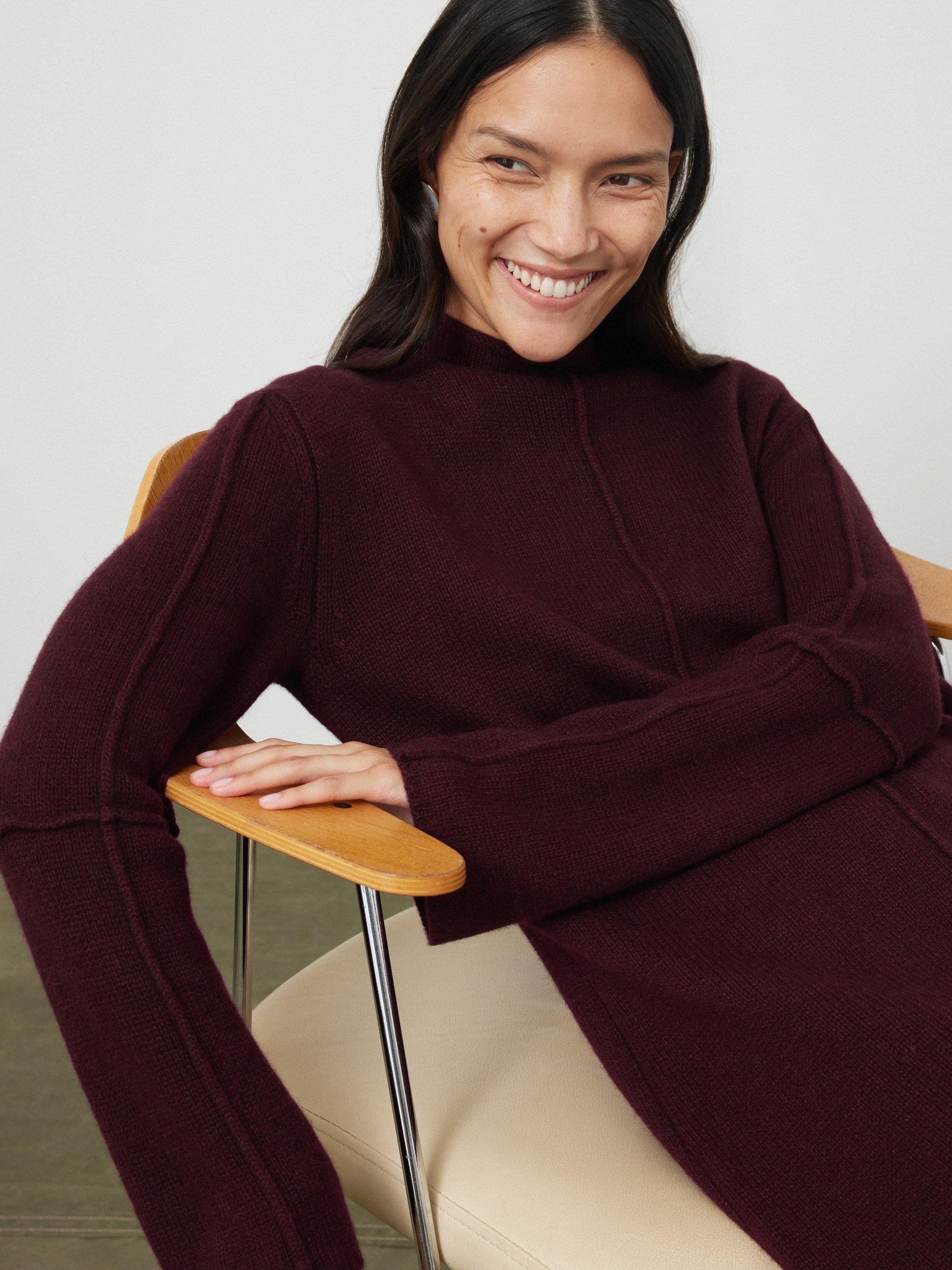 Product image 4 of 8, which shows Jigsaw Compact Wool Blend Dress, Burgundy, XS