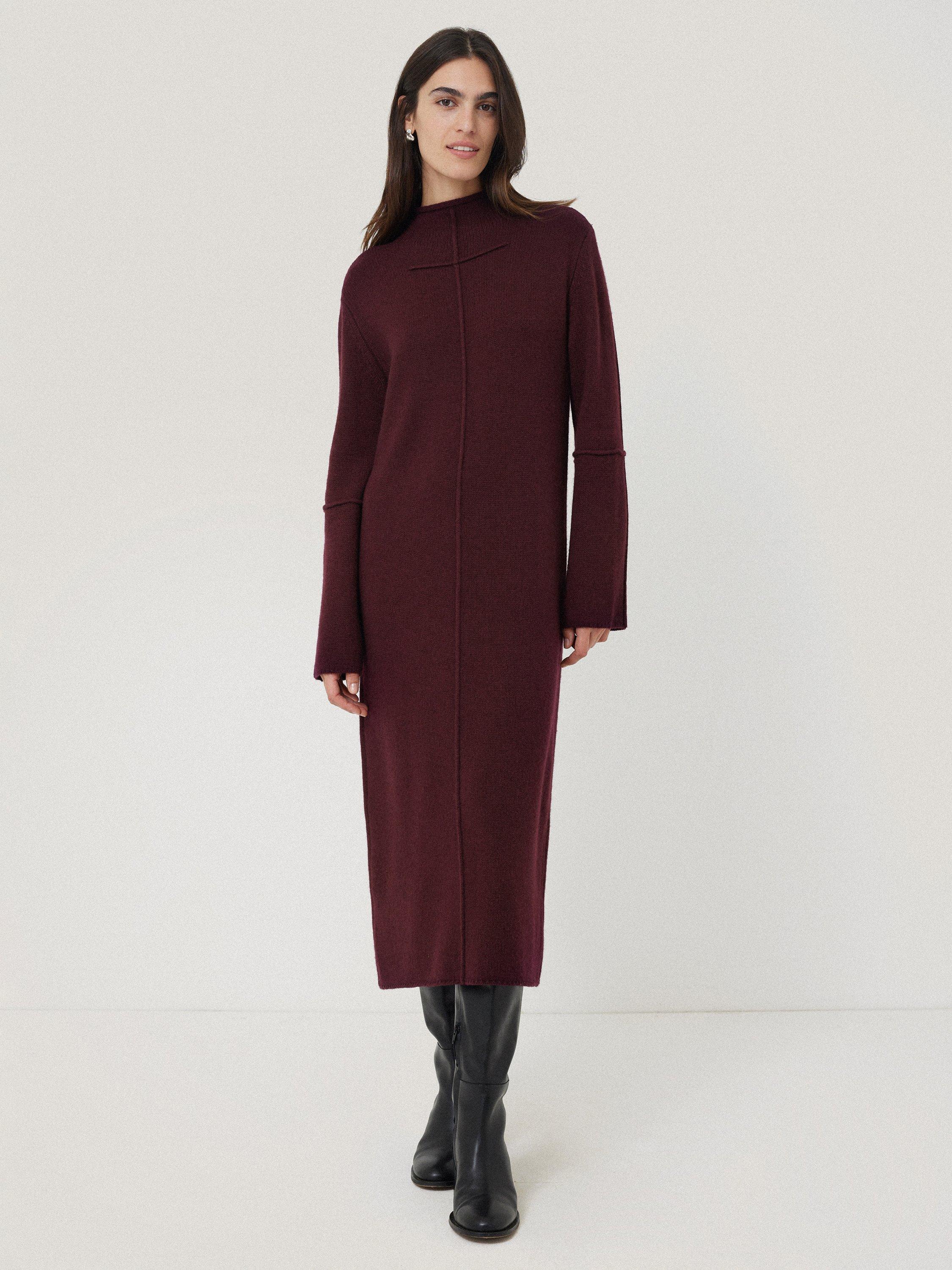 Product image 7 of 8, which shows Jigsaw Compact Wool Blend Dress, Burgundy, XS