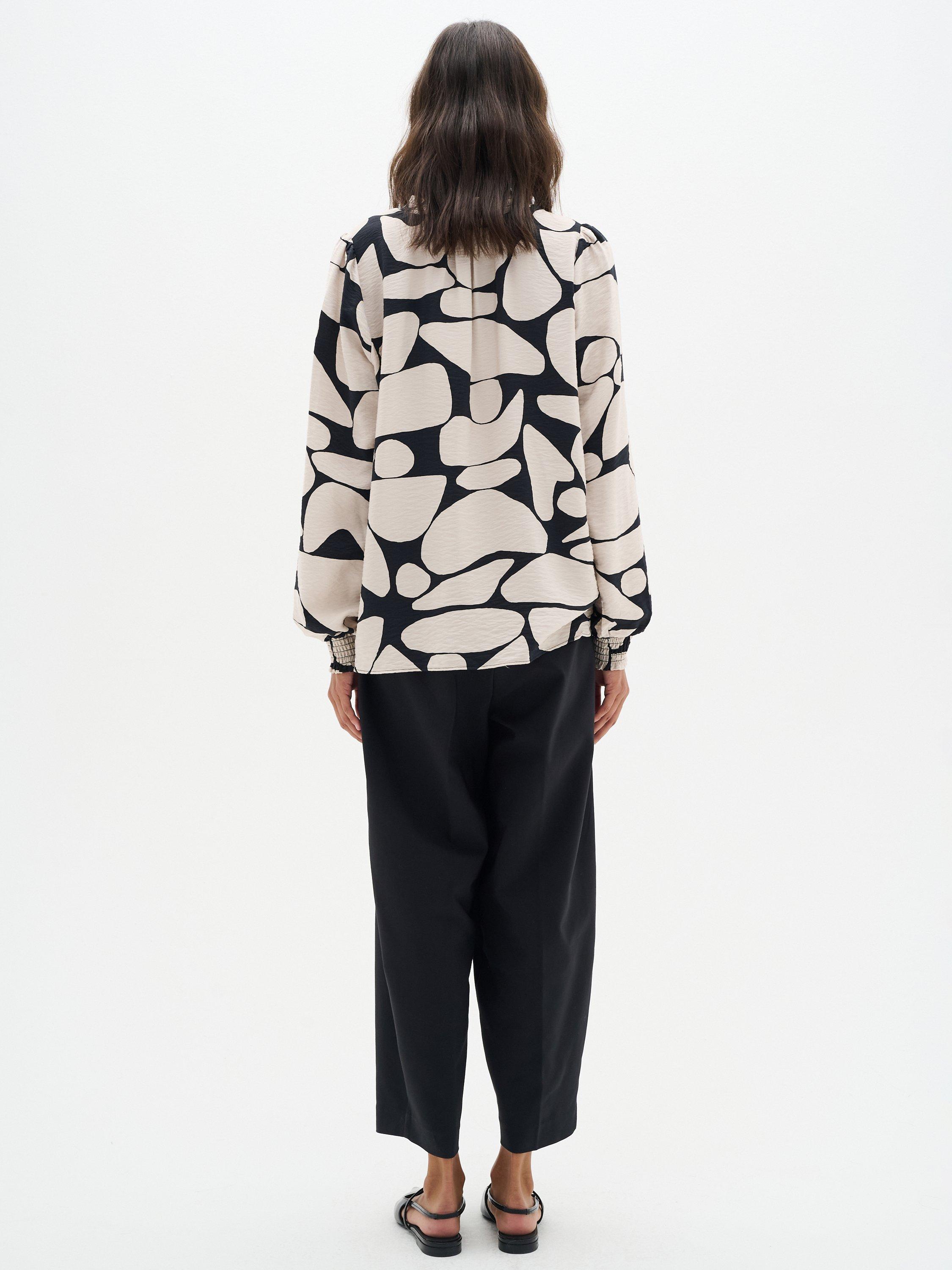 Product image 2 of 6, which shows InWear Metta Graphic Print Blouse, Ivory/Black, 8