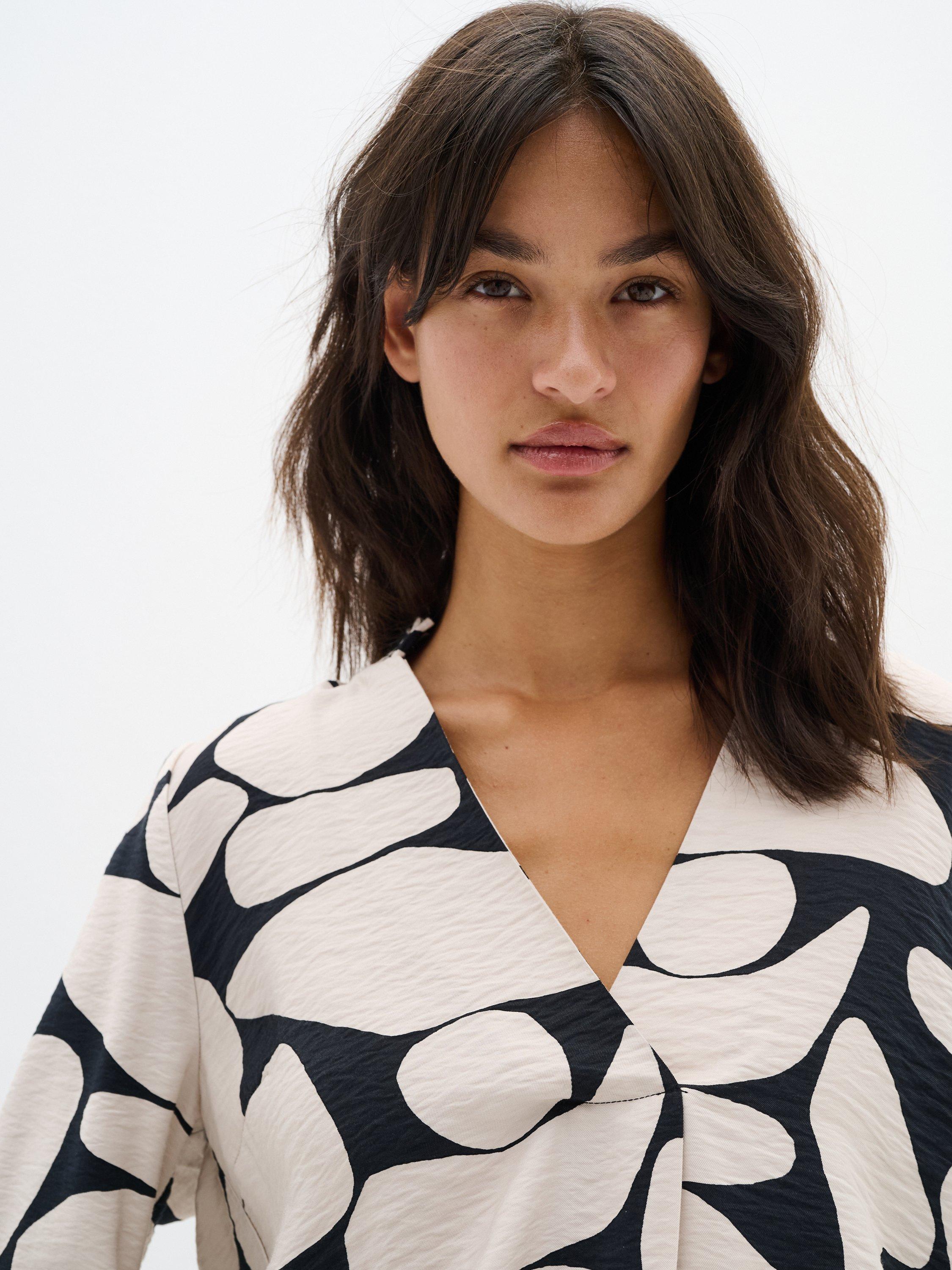 Product image 4 of 6, which shows InWear Metta Graphic Print Blouse, Ivory/Black, 8