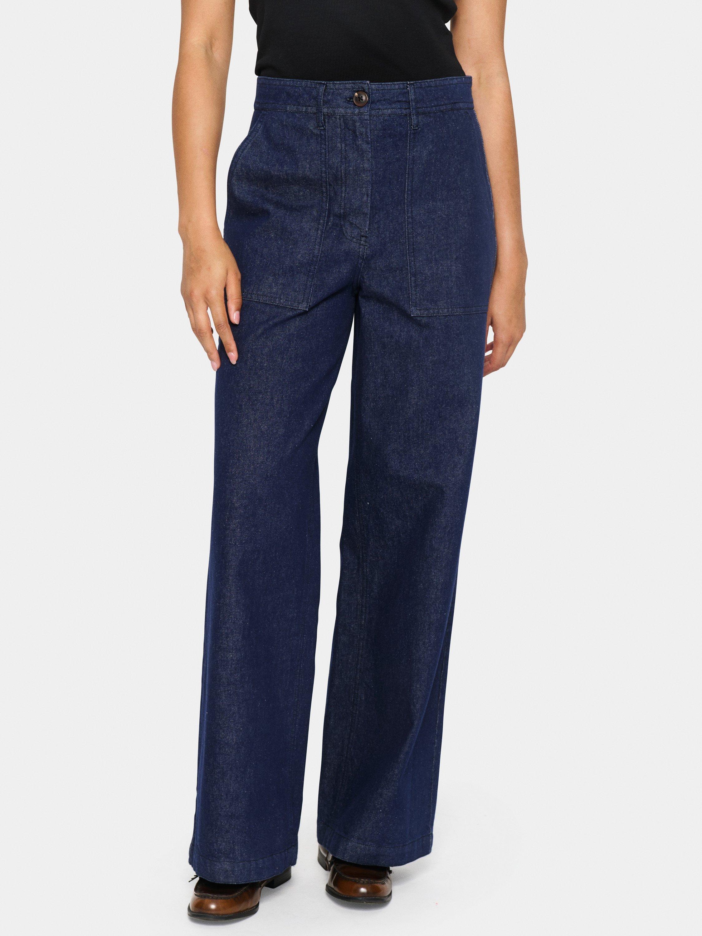 Product image 1 of 6, which shows Saint Tropez Gwyneth Denim Trousers, Dark Blue, L