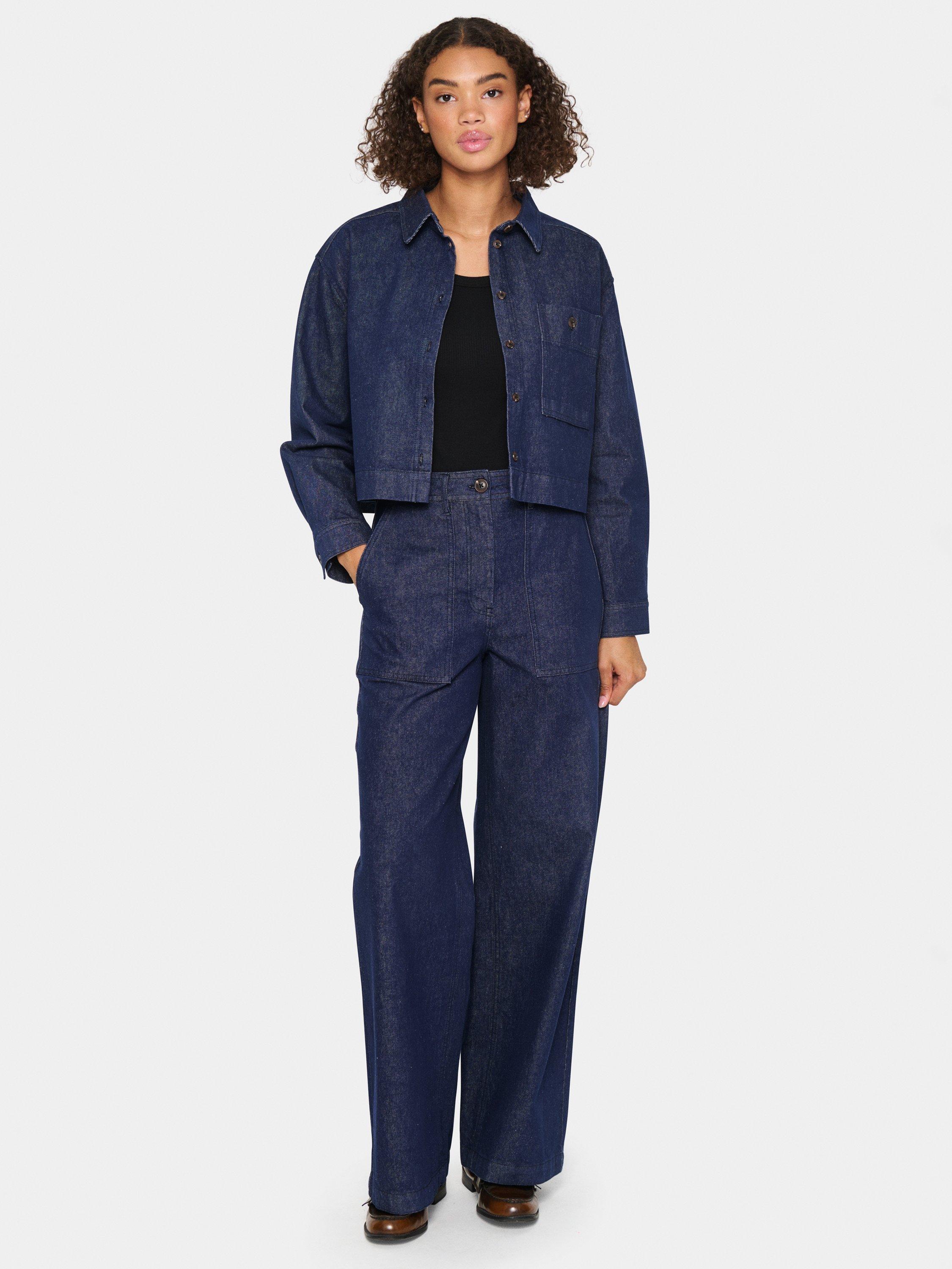 Product image 3 of 6, which shows Saint Tropez Gwyneth Denim Trousers, Dark Blue, L