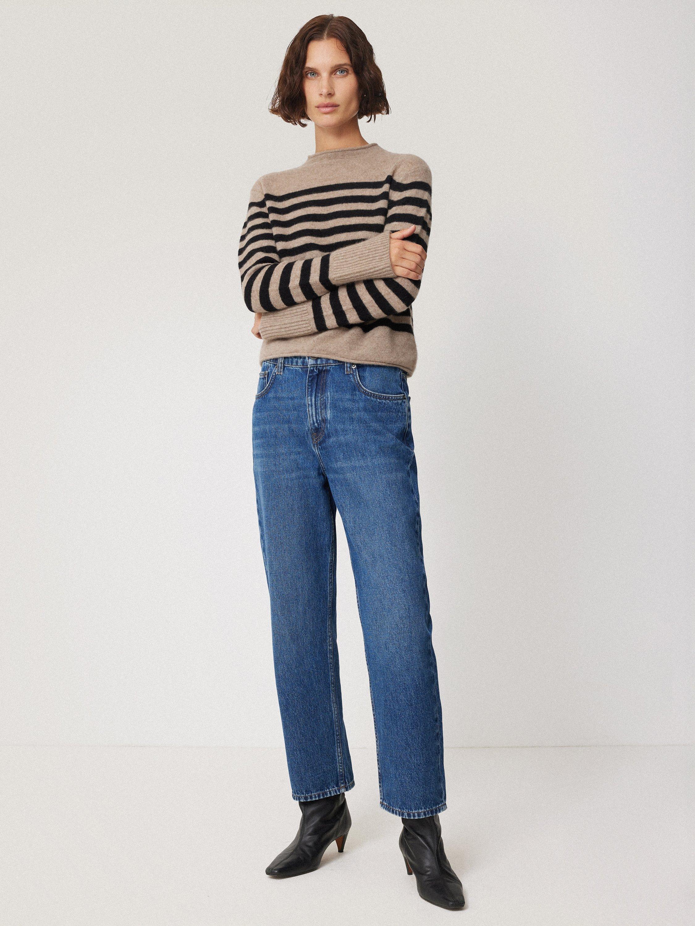 Jigsaw Cloud Cashmere Stripe Jumper Neutral