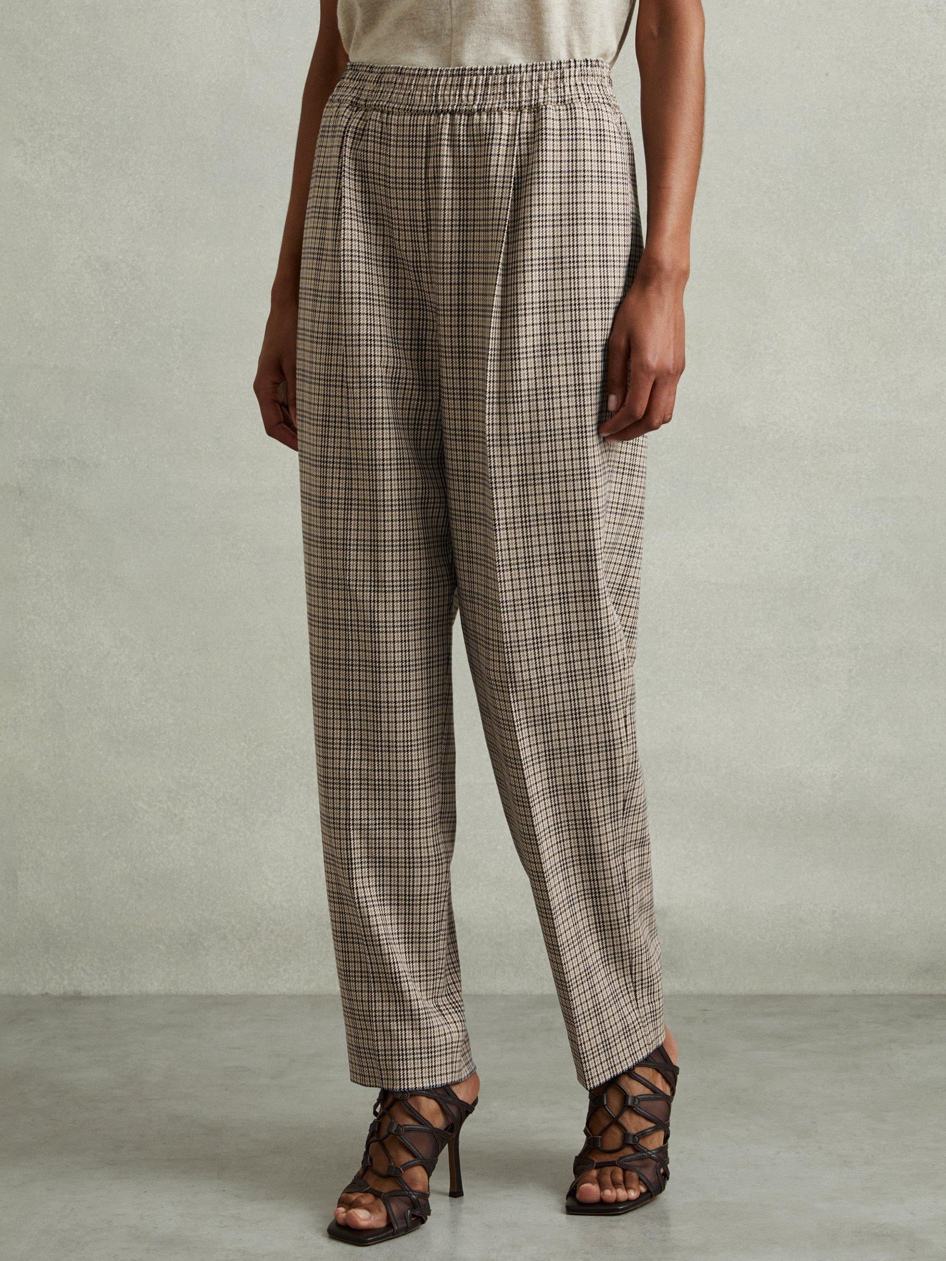 Product image 1 of 5, which shows Reiss Karina Check Trousers, Multi, 6