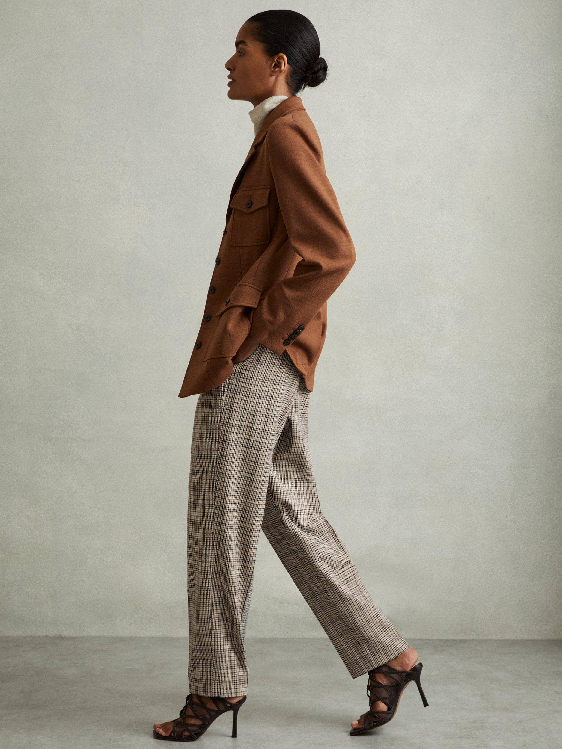 Product image 4 of 5, which shows Reiss Karina Check Trousers, Multi, 6
