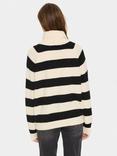 Saint Tropez Garbie Stripe Roll Neck Jumper, Ice/Black