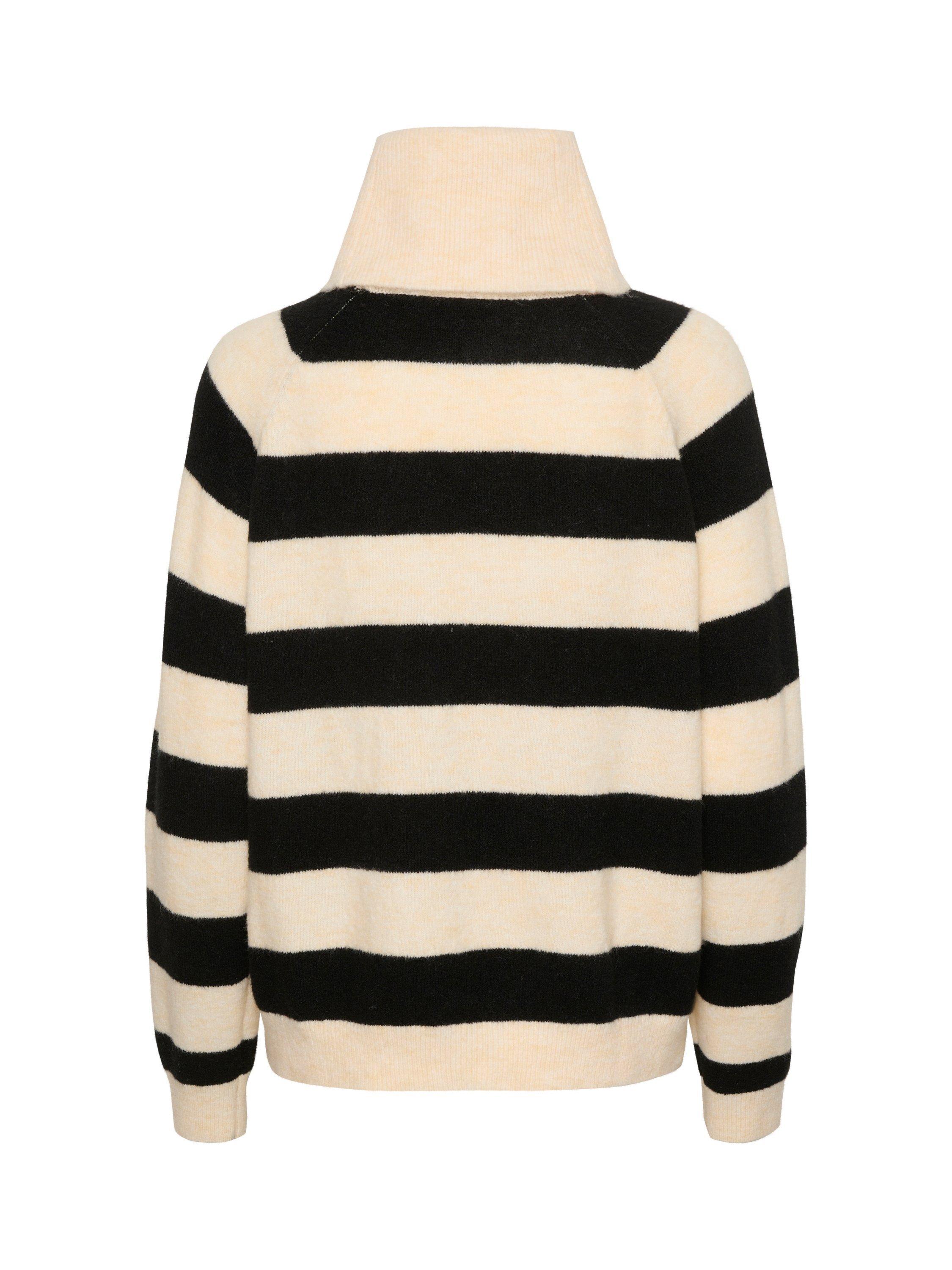 Product image 6 of 6, which shows Saint Tropez Garbie Stripe Roll Neck Jumper, Ice/Black, XS