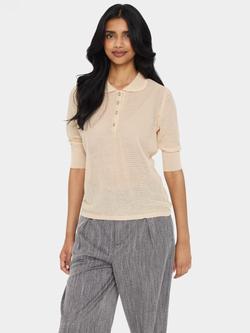 Saint Tropez Gizette Knit Polo Shirt, Cream, Cream