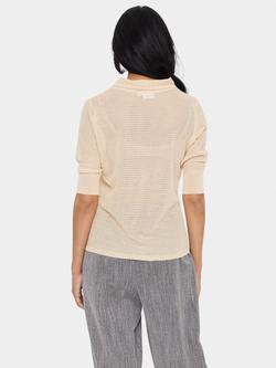 Saint Tropez Gizette Knit Polo Shirt, Cream - view 2, Cream