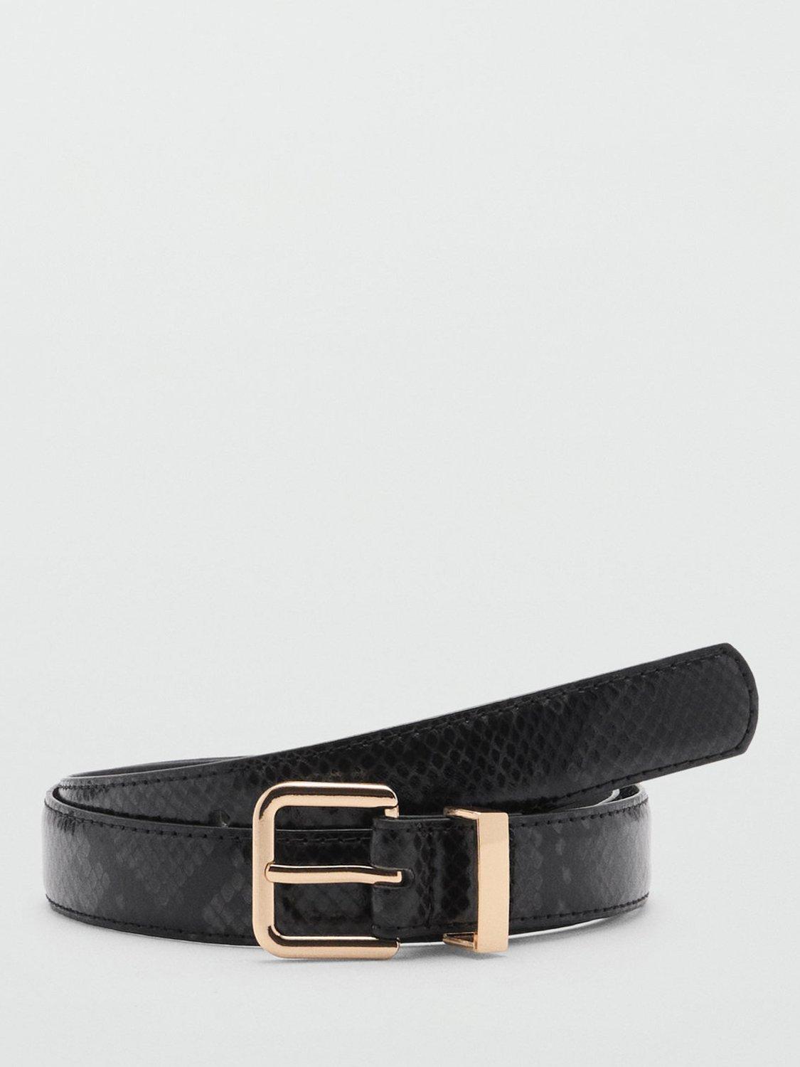 Mango Lamina Snake Belt, Black