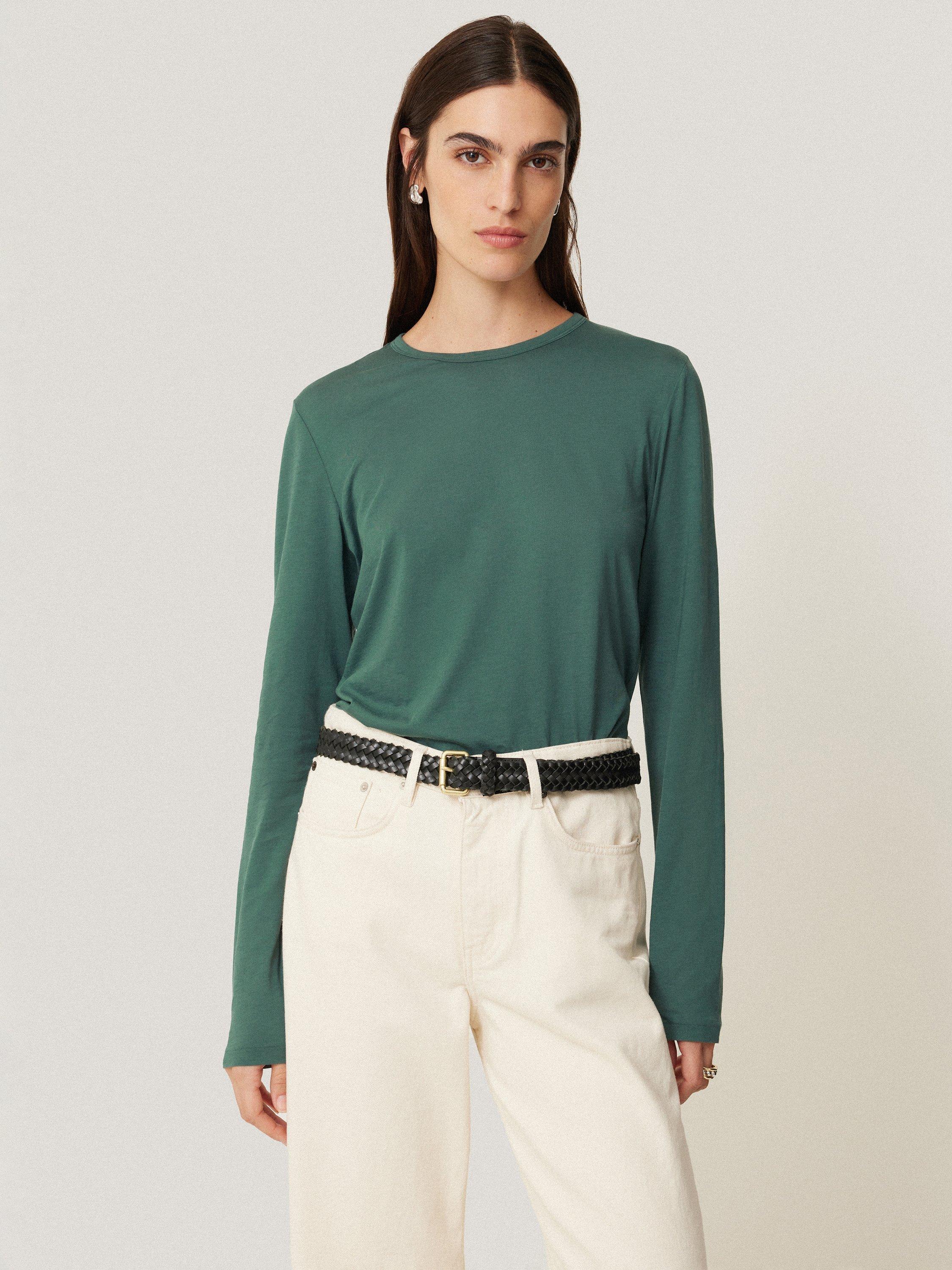 Jigsaw Supima Cotton Long Sleeve T-Shirt, Frozen Pine
