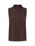 Saint Tropez Aileen Sleeveless Satin High Neck Top, Dark Oak