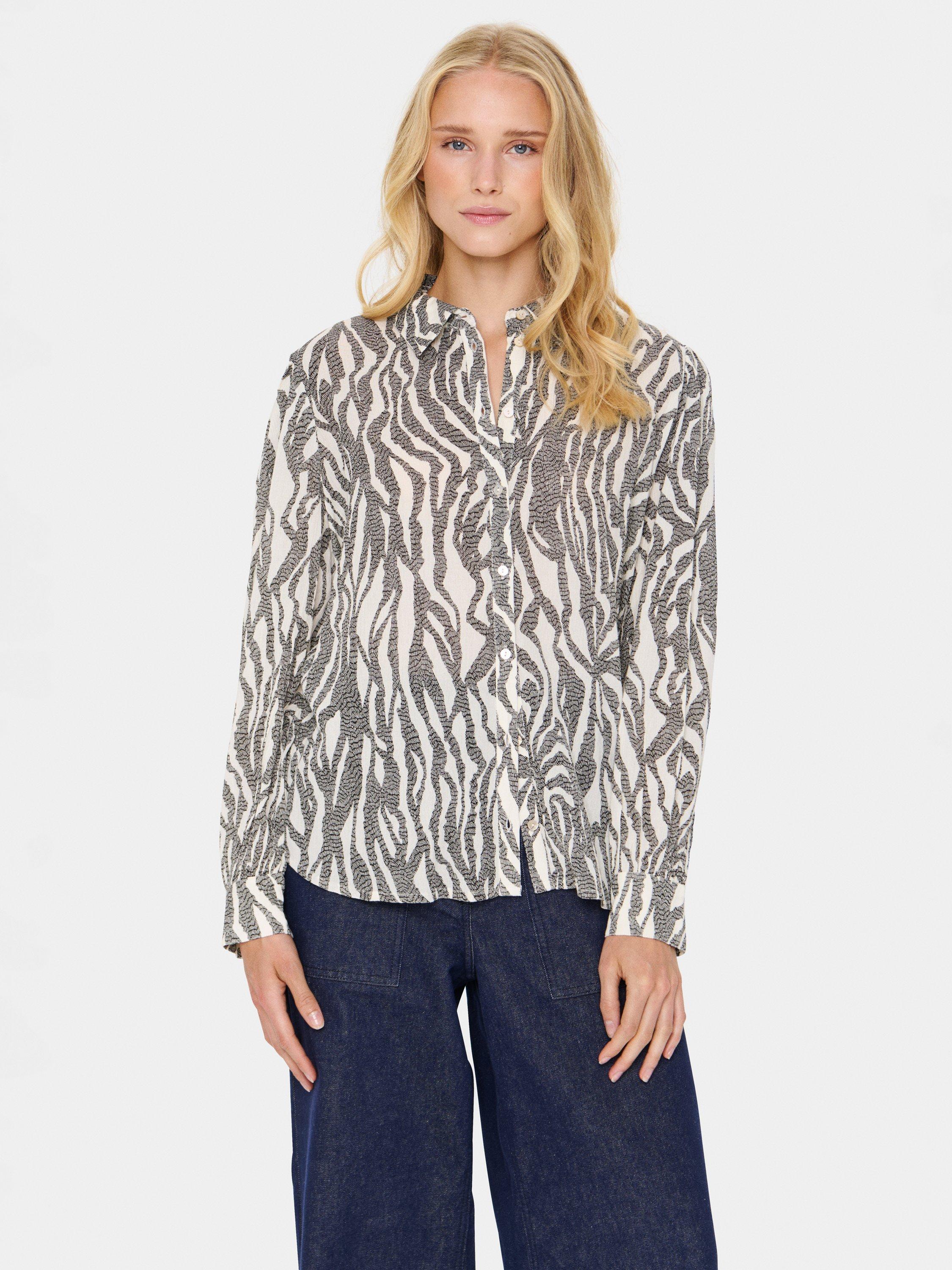 Saint Tropez Vega Print Top, Black/White