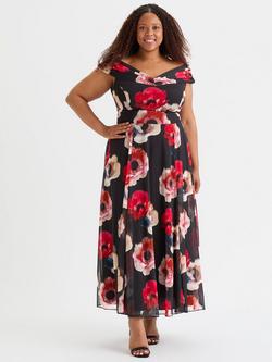 Scarlett & Jo Bardot Floral Maxi Dress, Black/Multi