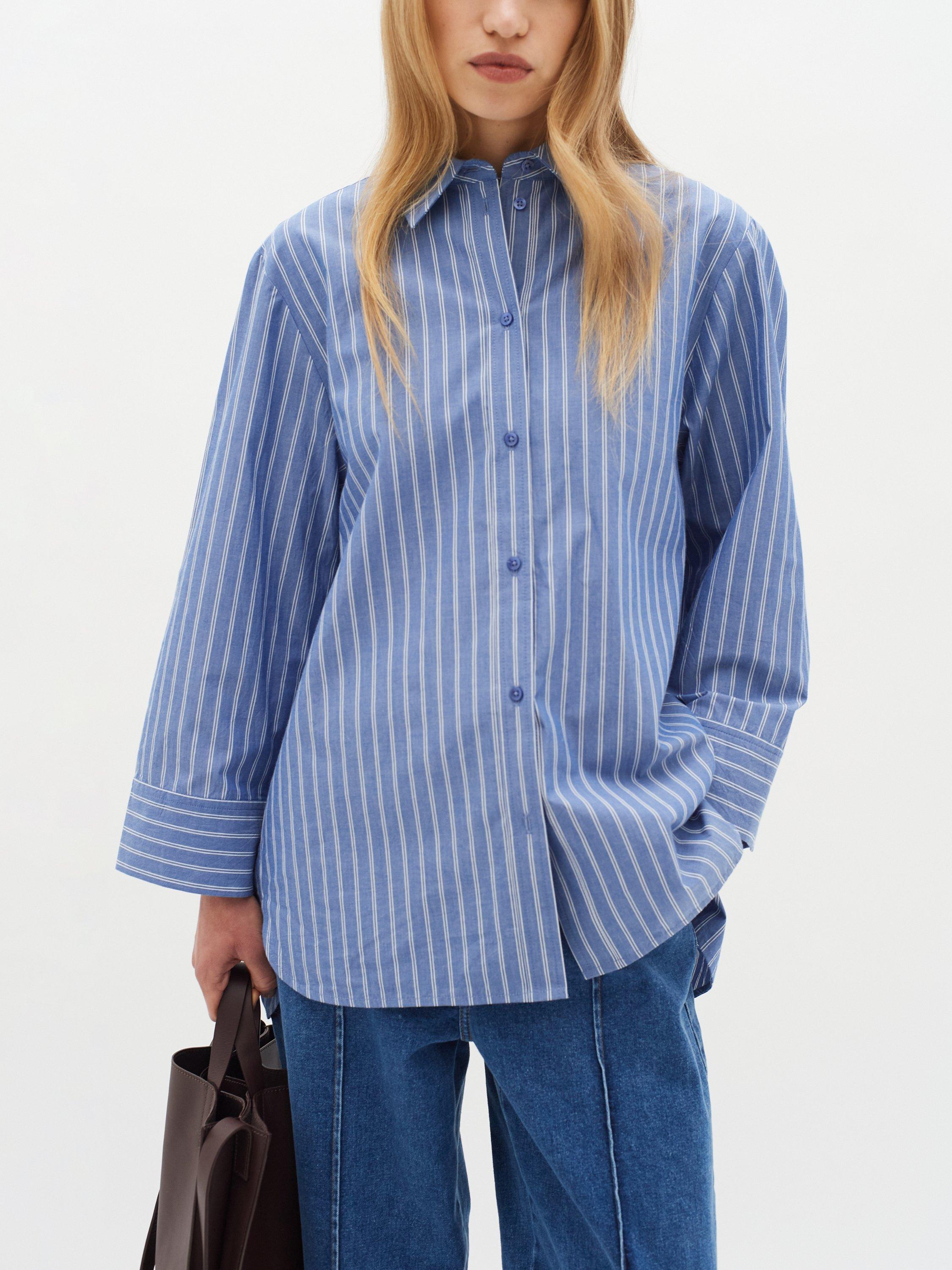 Product image 1 of 6, which shows InWear Merlissa Stripe Boxy Fit Shirt, Blue/White, 10