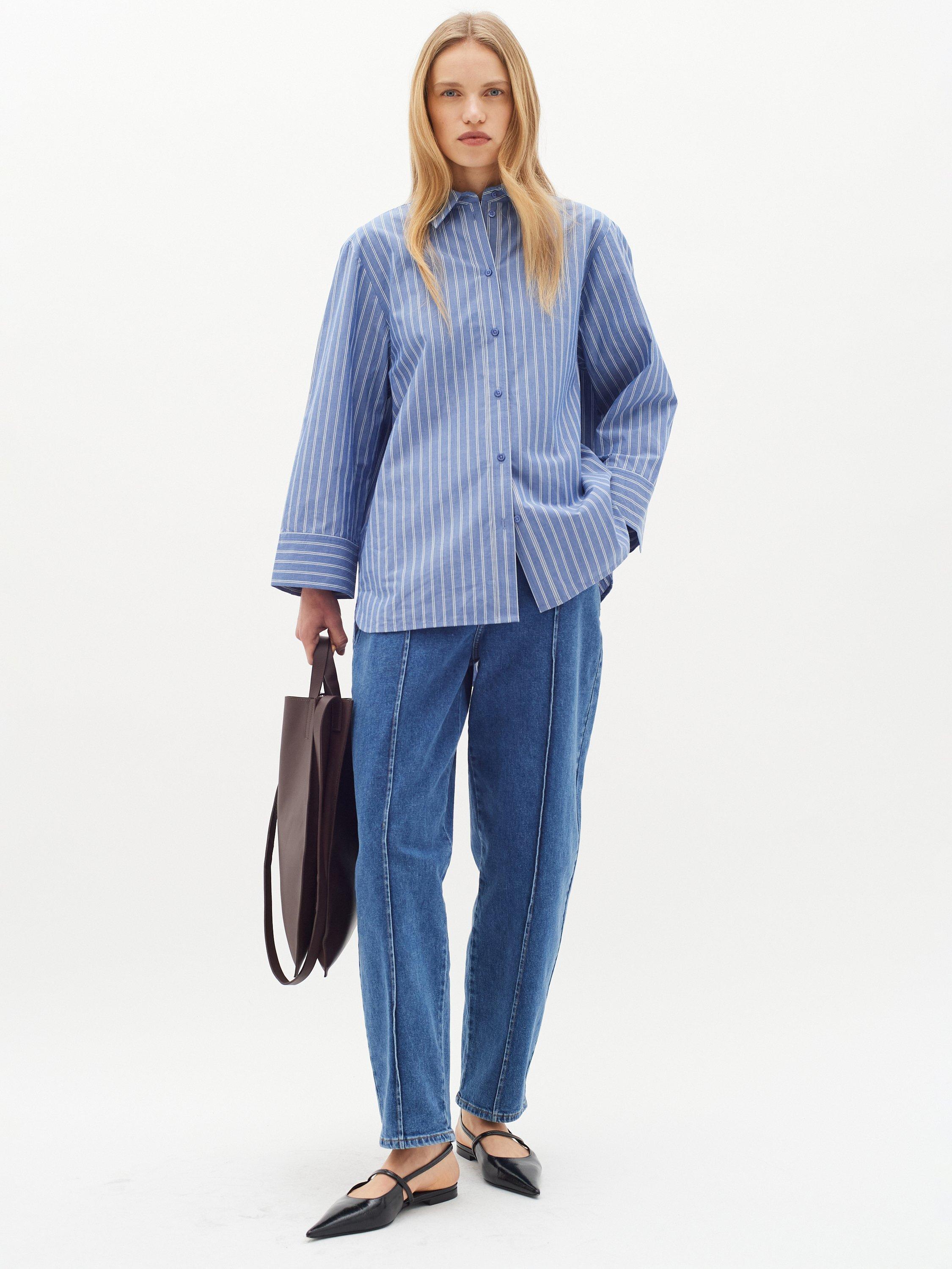 Product image 3 of 6, which shows InWear Merlissa Stripe Boxy Fit Shirt, Blue/White, 10
