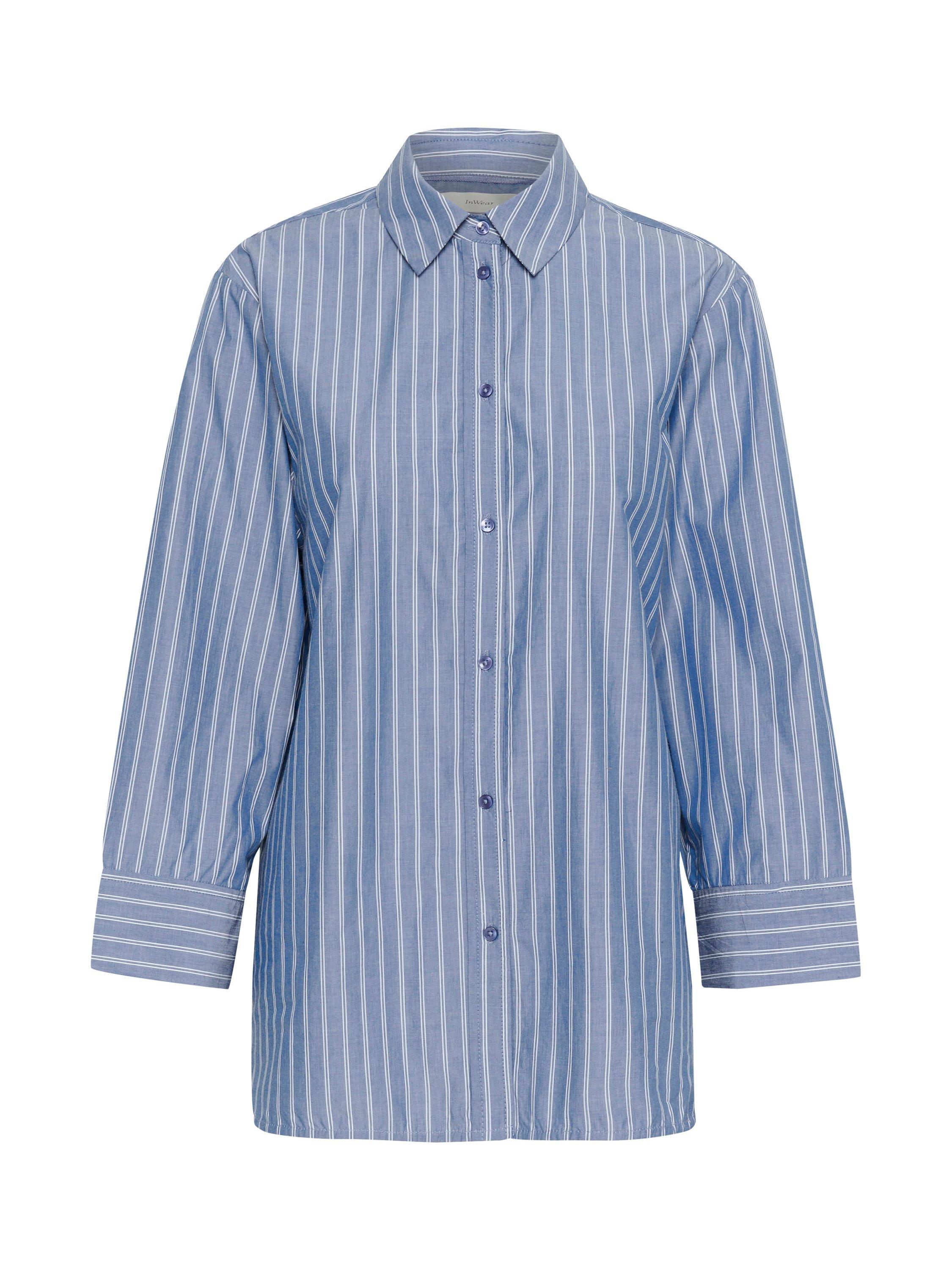 Product image 5 of 6, which shows InWear Merlissa Stripe Boxy Fit Shirt, Blue/White, 10