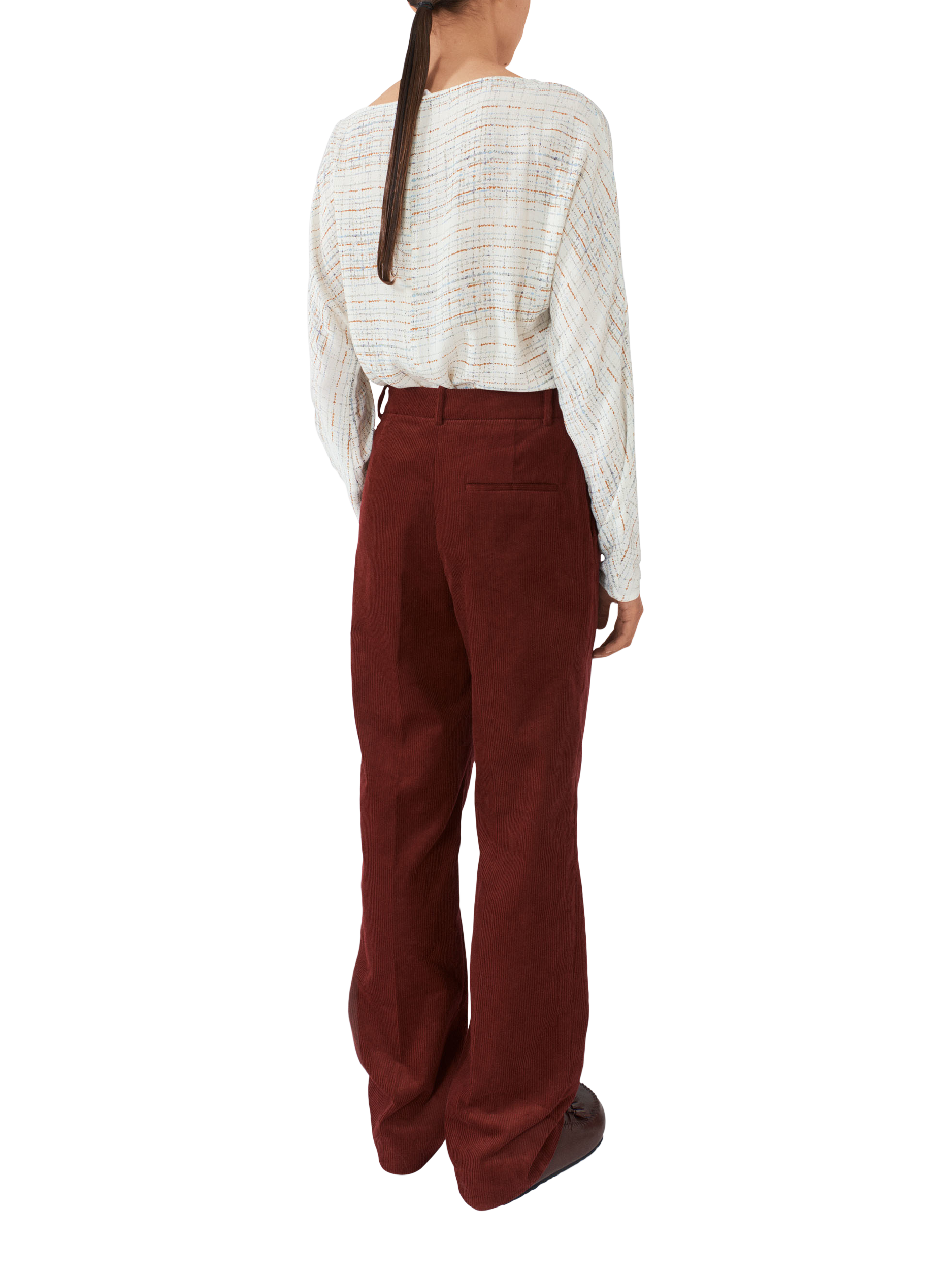 Product image 2 of 7, which shows Lovechild 1979 Ellie Check Blouse, Coral Weave/Multi, 8