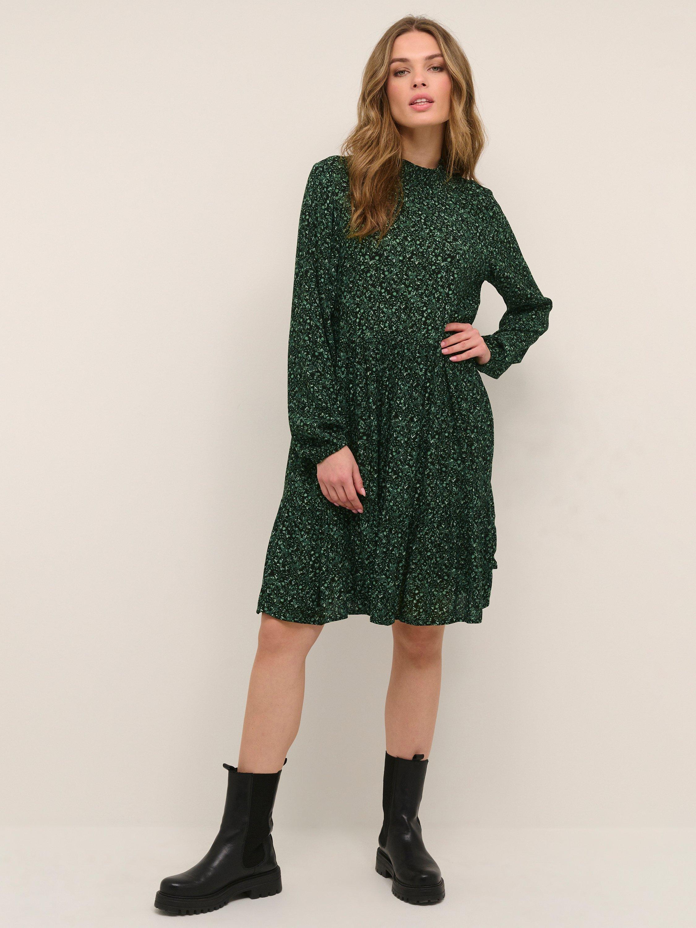 Product image 1 of 5, which shows KAFFE Sally Amber Dress, Green/Black, 8