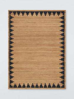 John Lewis Stepped Chevron Hand Woven Pure Jute Rug, Navy