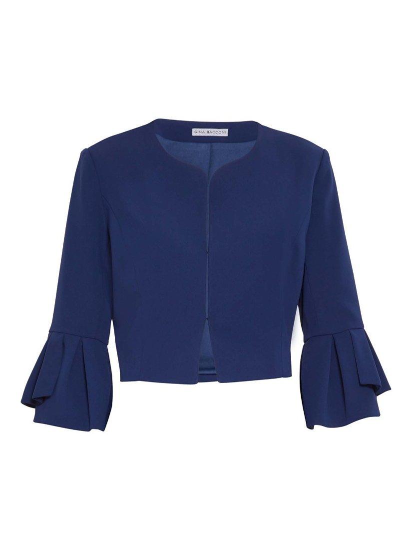 Product image 4 of 5, which shows Gina Bacconi Gigi Moss Crepe Bolero, Navy, 10