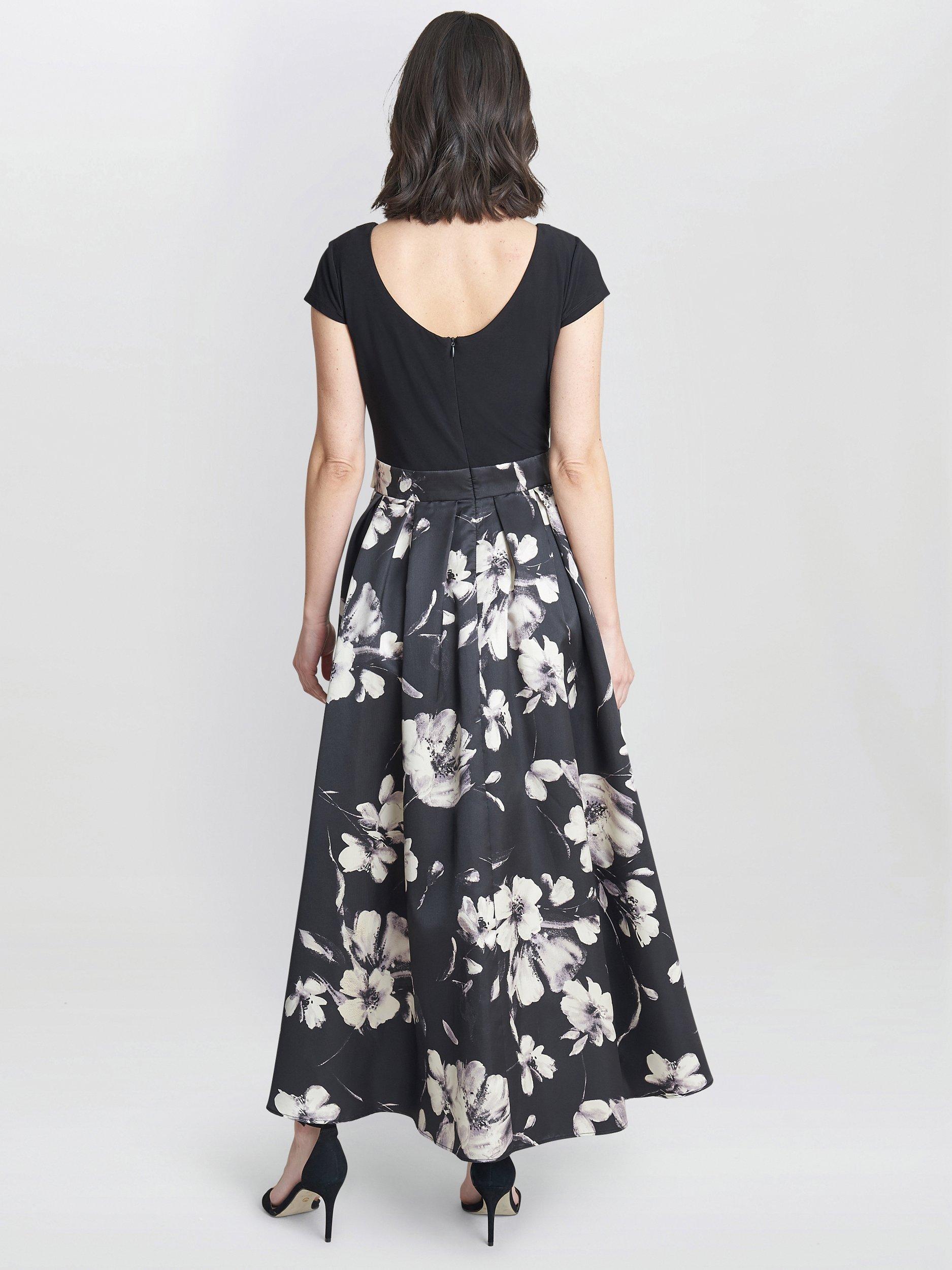 Product image 2 of 4, which shows Gina Bacconi Colleen Jacquard Dress, Black/Multi, 10