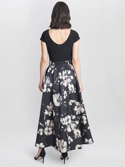 Gina Bacconi Colleen Jacquard Dress, Black/Multi - view 2, Black/Multi