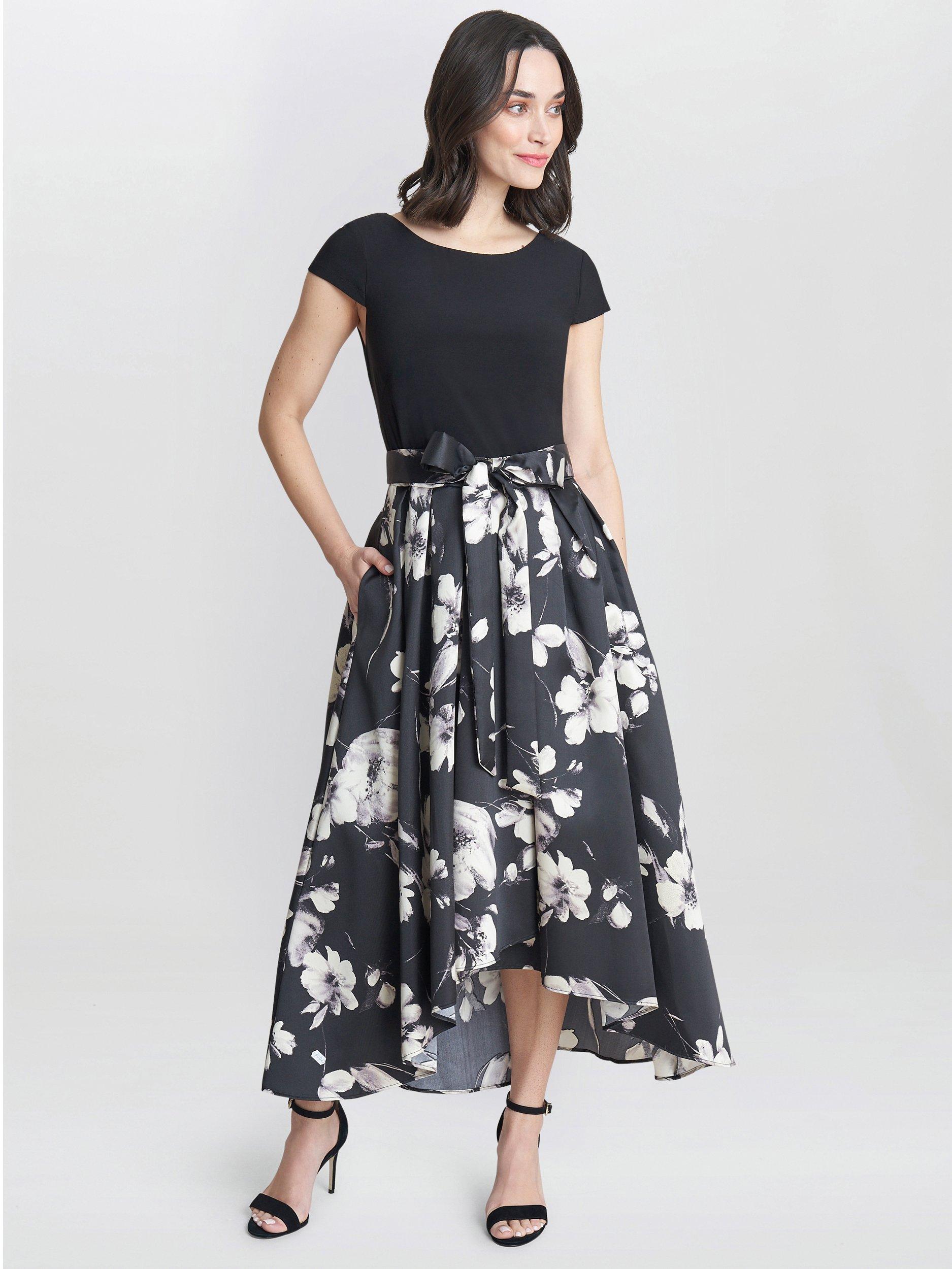 Product image 3 of 4, which shows Gina Bacconi Colleen Jacquard Dress, Black/Multi, 10