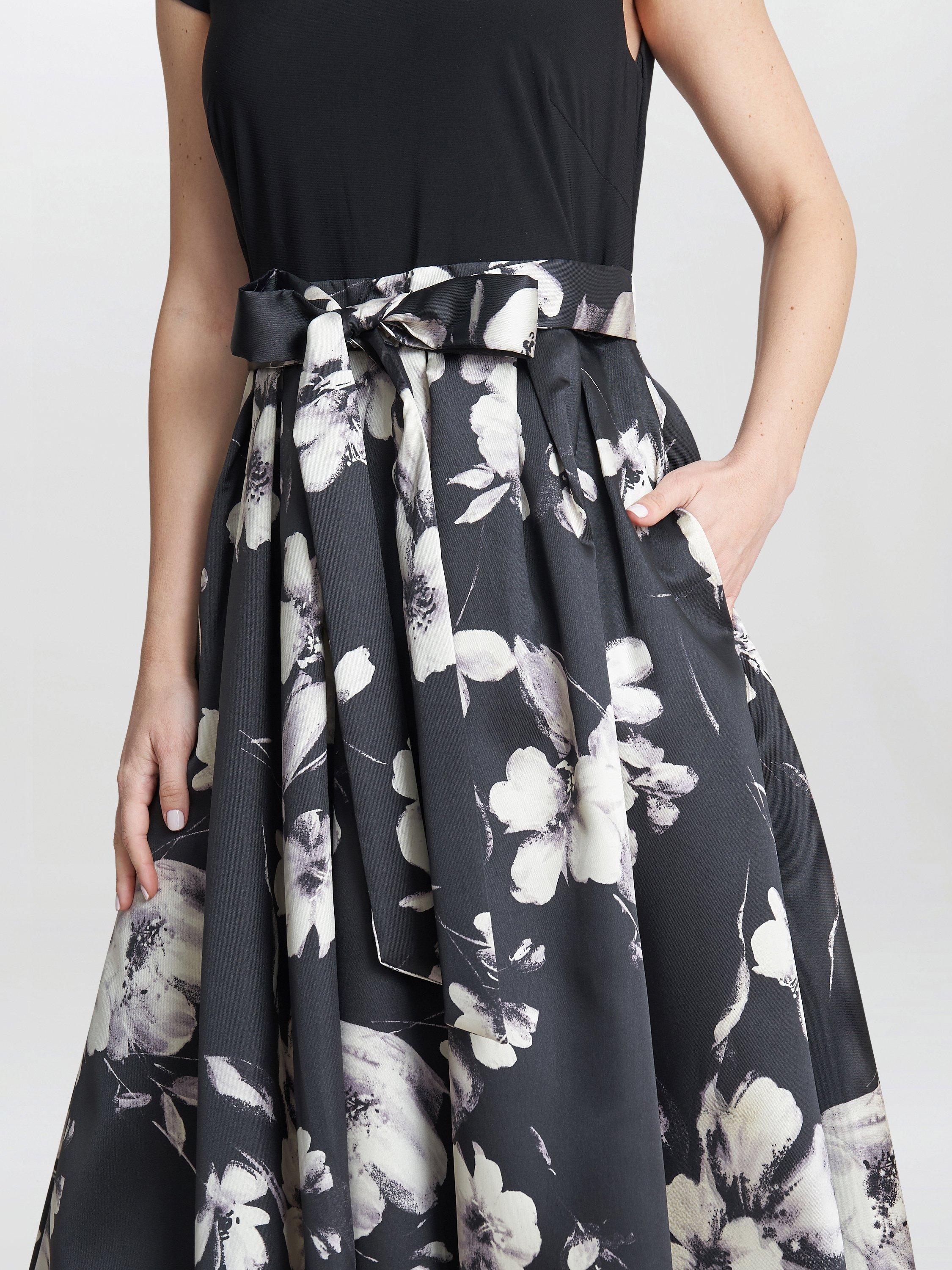 Product image 4 of 4, which shows Gina Bacconi Colleen Jacquard Dress, Black/Multi, 10